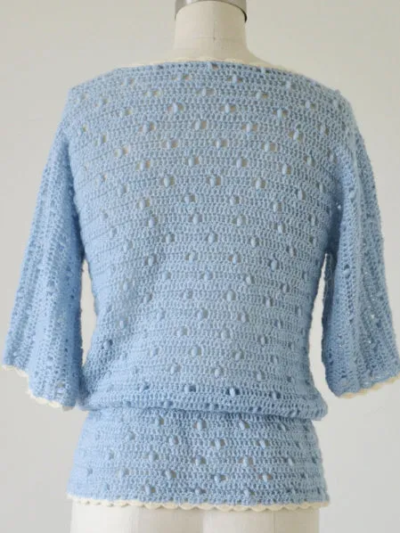 70s Does 20s Crochet Tunic Top - sm, med