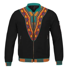 African-Inspired Patterns Printed Bomber Jacket