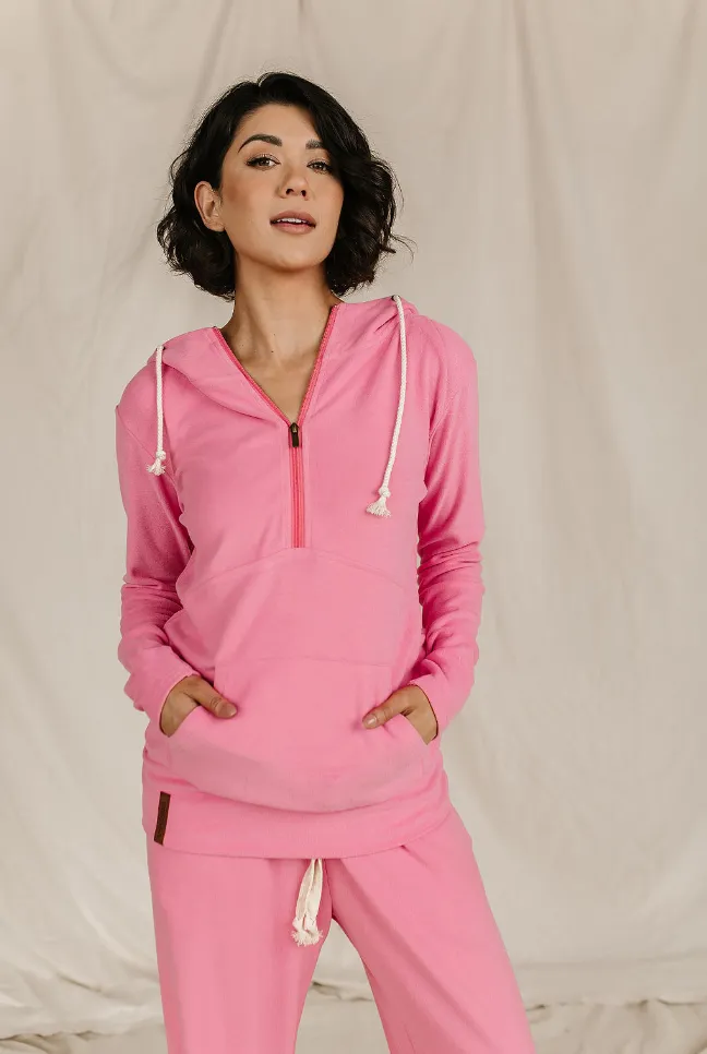 Ampersand Avenue - Halfzip Hoodie Performance Fleece - Pink Tulip