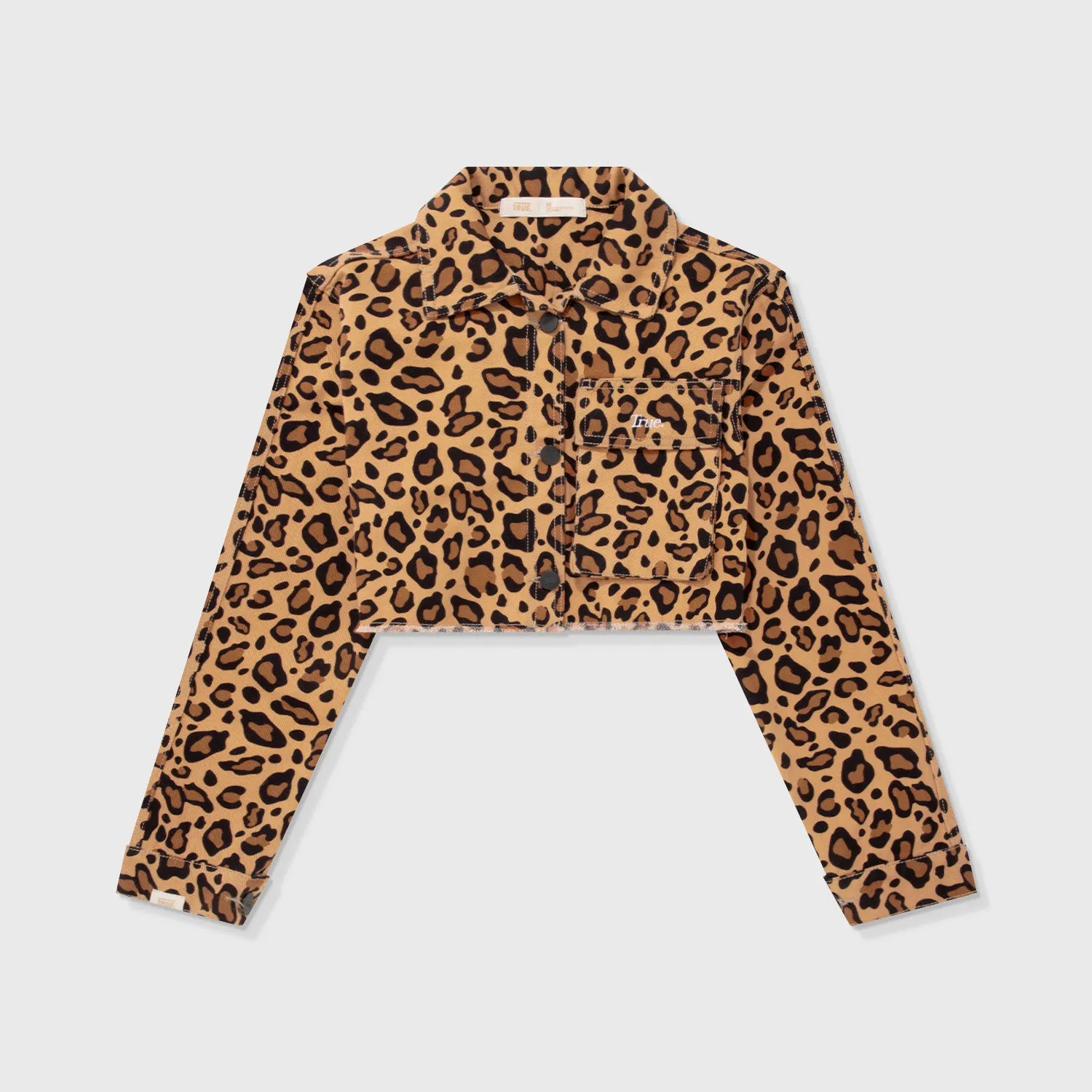 Animal Print Cropped Jacket - Leopard