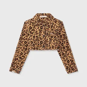 Animal Print Cropped Jacket - Leopard