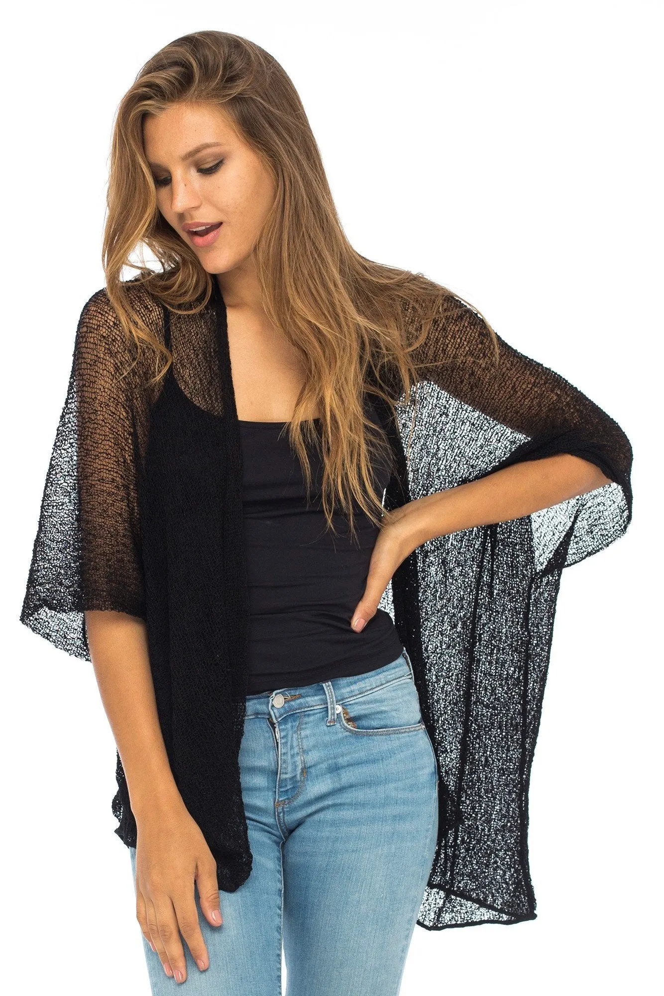 Back From Bali Womens Long Cardigan Open Front Shrug, Lightweight Sweaters for Dresses and Pants