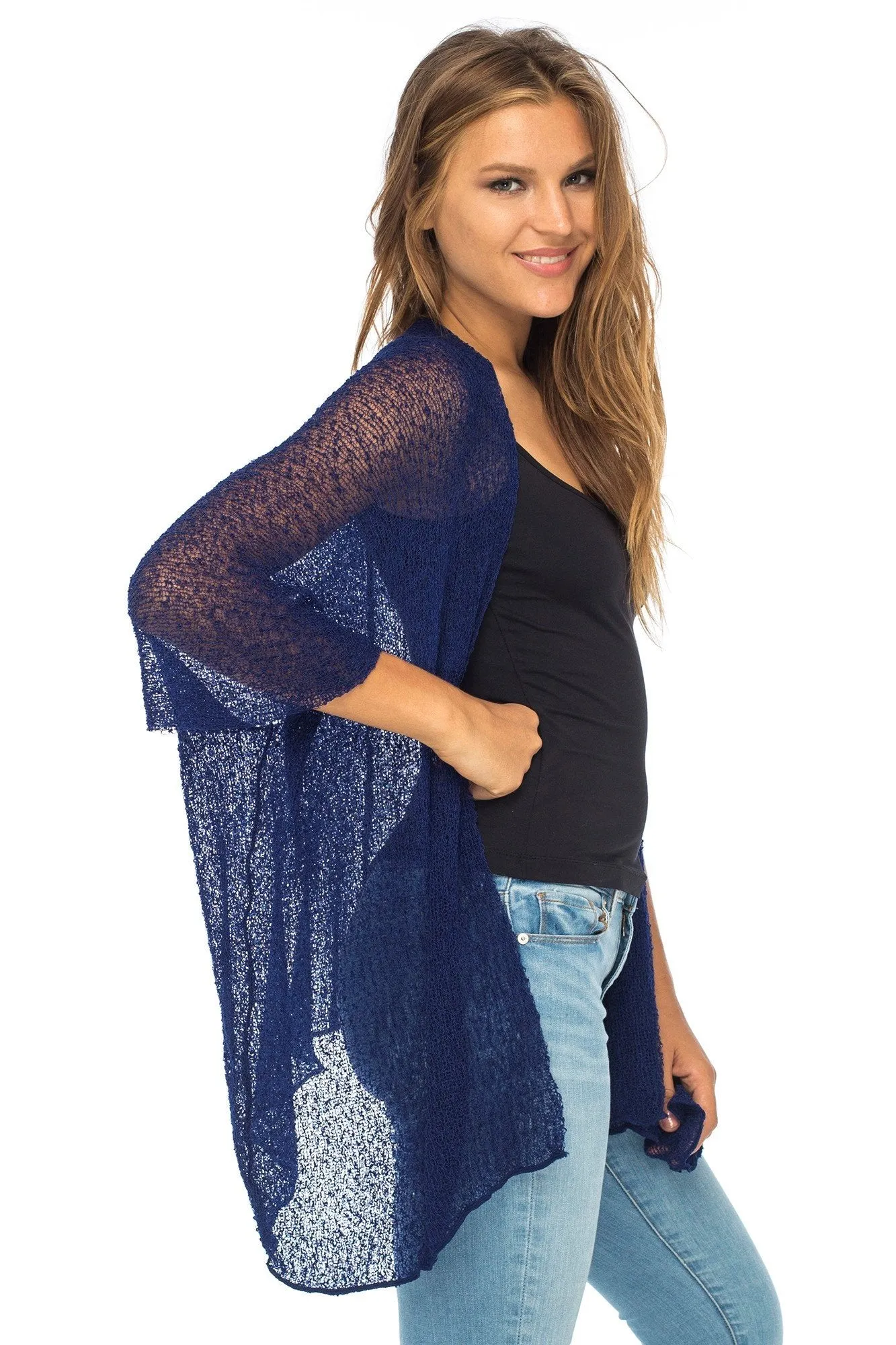 Back From Bali Womens Long Cardigan Open Front Shrug, Lightweight Sweaters for Dresses and Pants