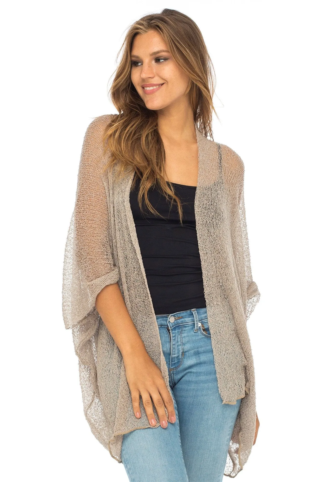 Back From Bali Womens Long Cardigan Open Front Shrug, Lightweight Sweaters for Dresses and Pants