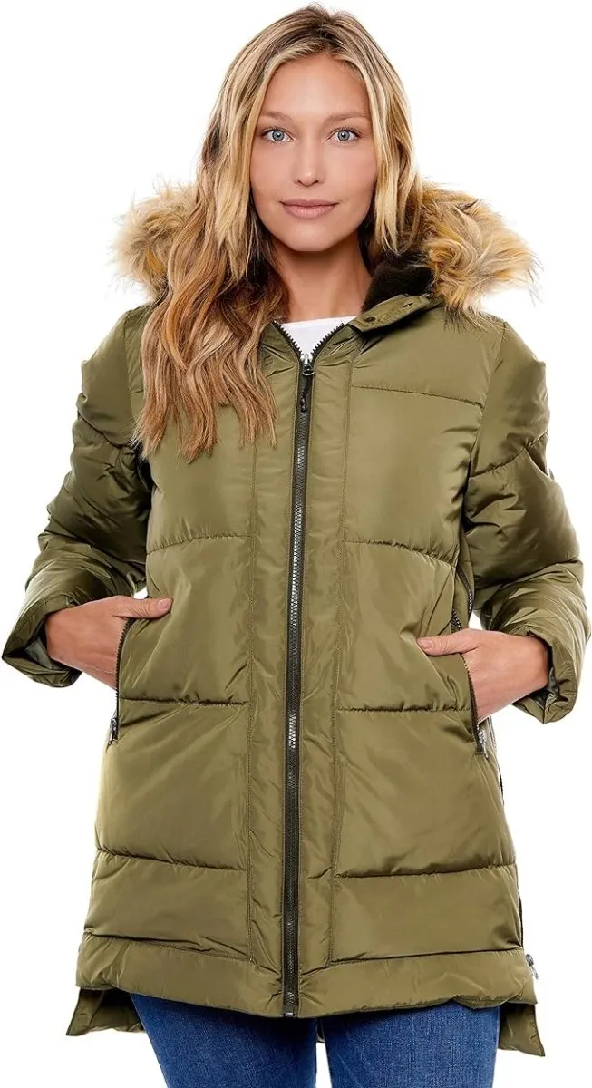 Be Boundless Women's Water-Resistant Faux Fur Hood Framework Anorak Jacket