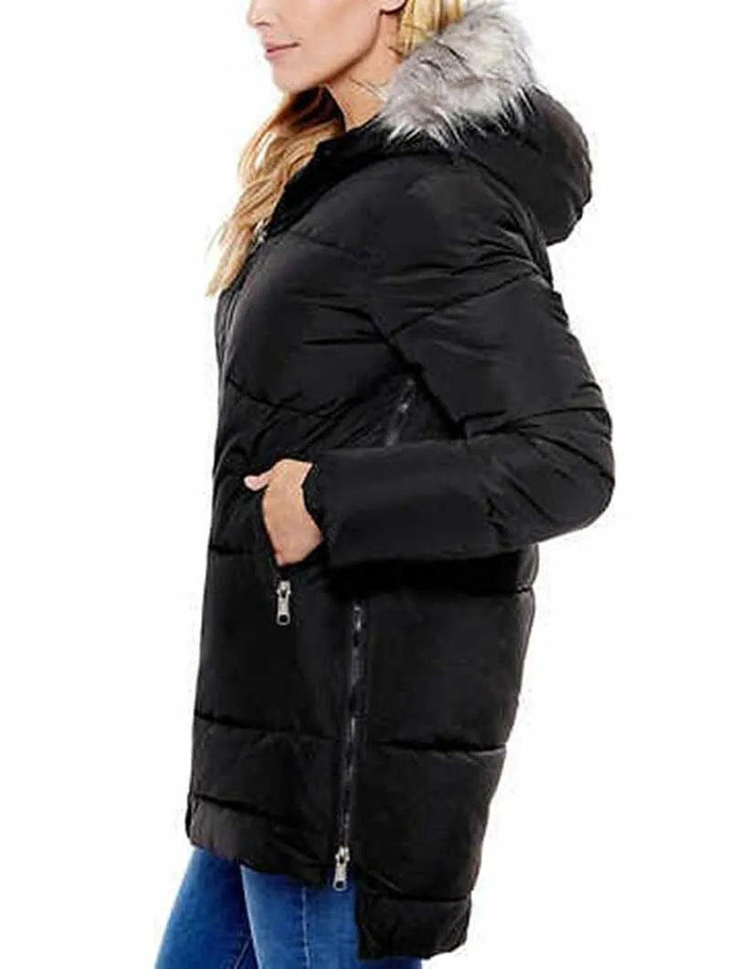 Be Boundless Women's Water-Resistant Faux Fur Hood Framework Anorak Jacket