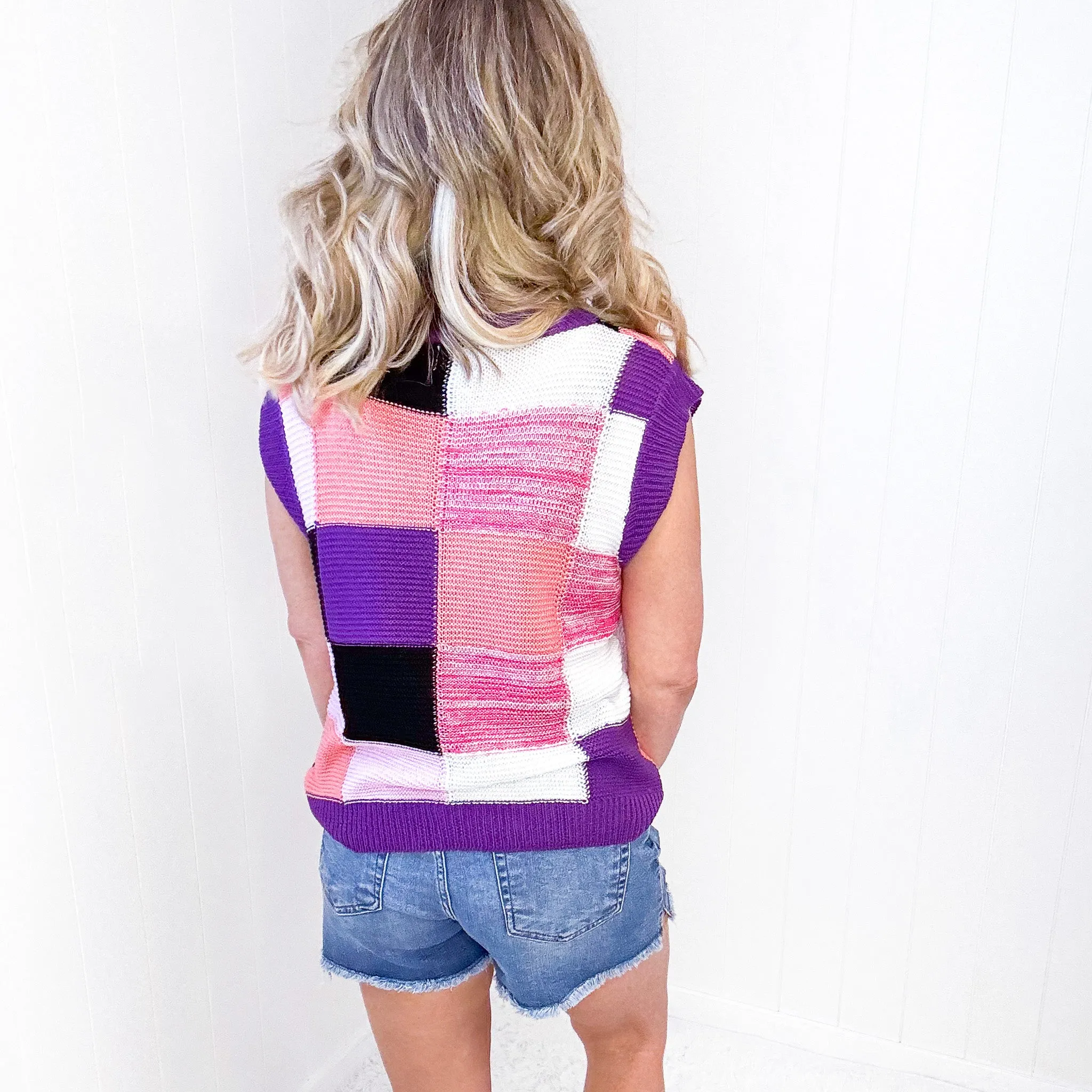 BiBi Color Block Round Neck Sweater Vest