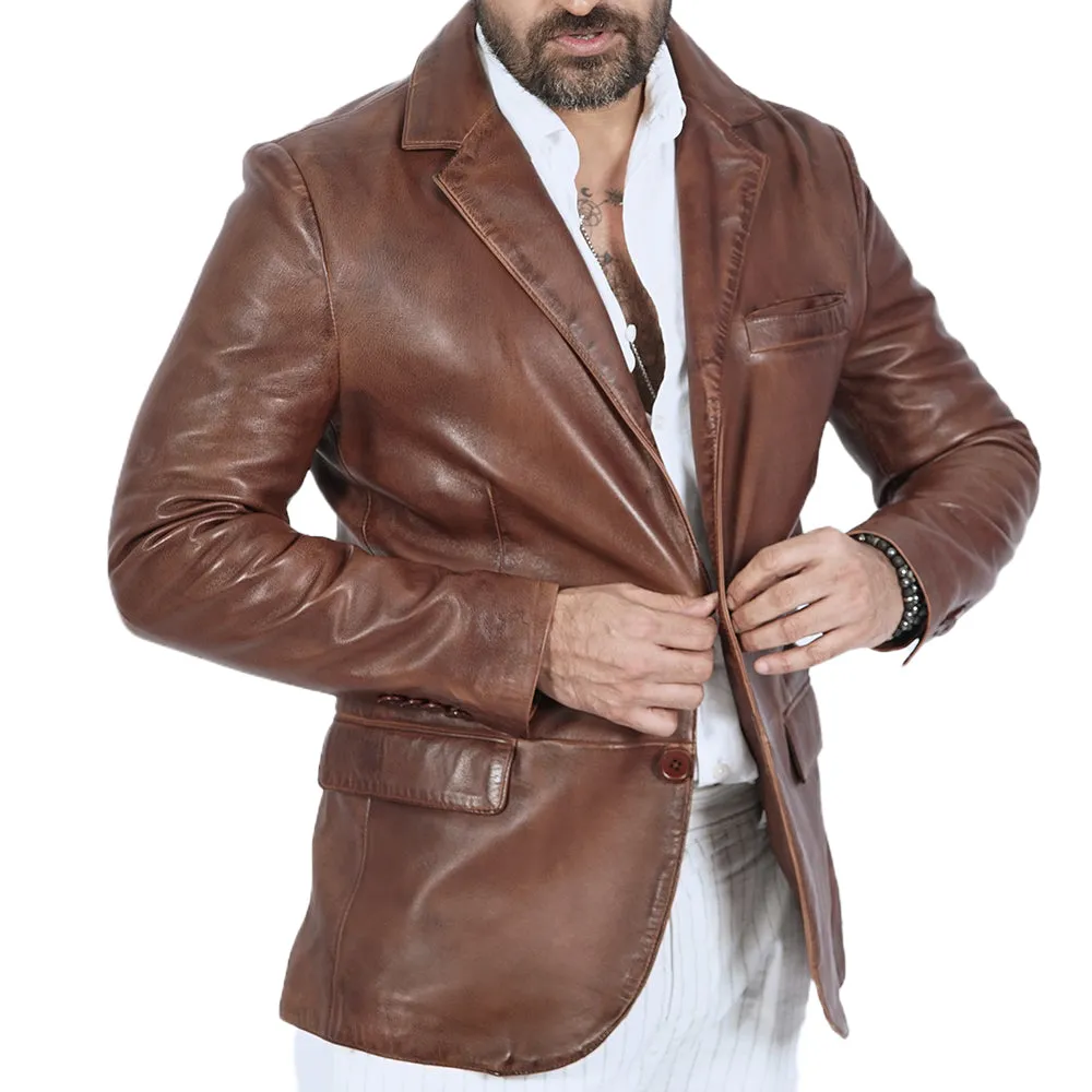 Blazer Harper Brown Leather Jacket