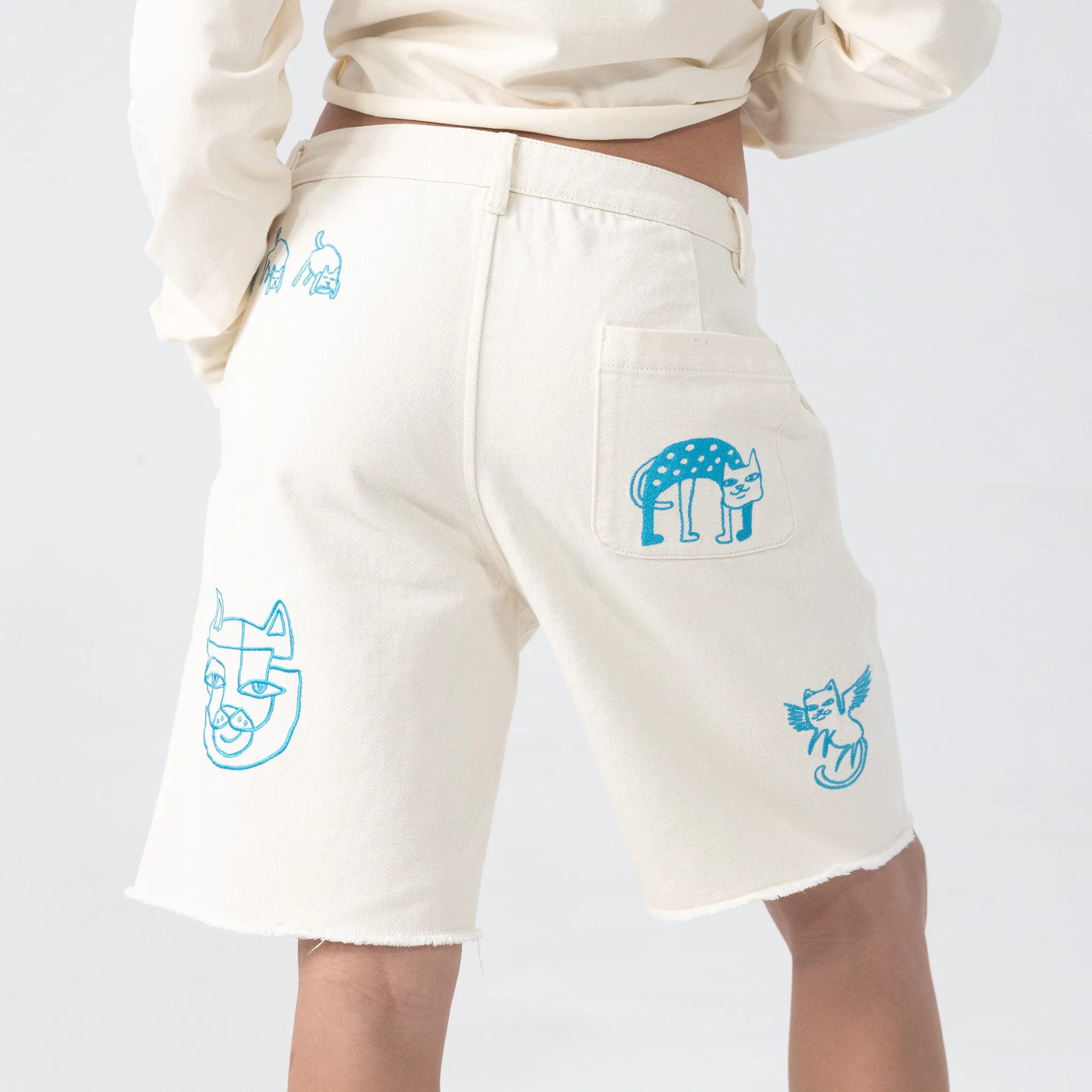 Blonded Denim Shorts (Off White)