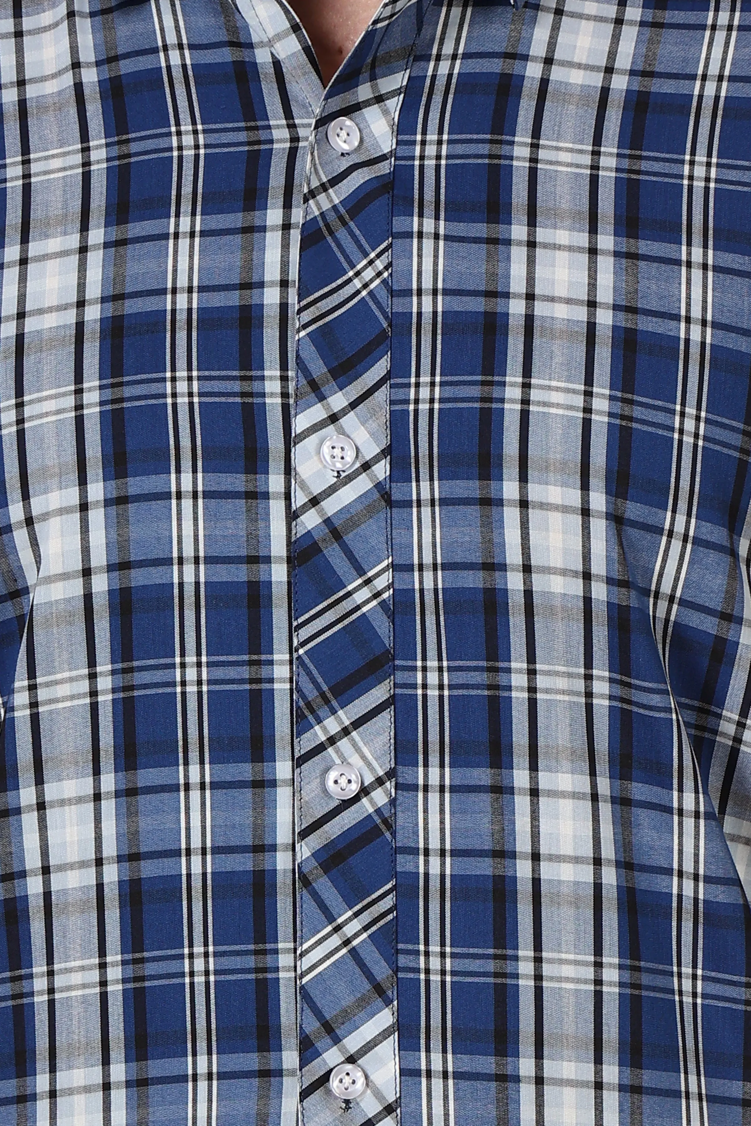 Blue Checked Cotton Shirt