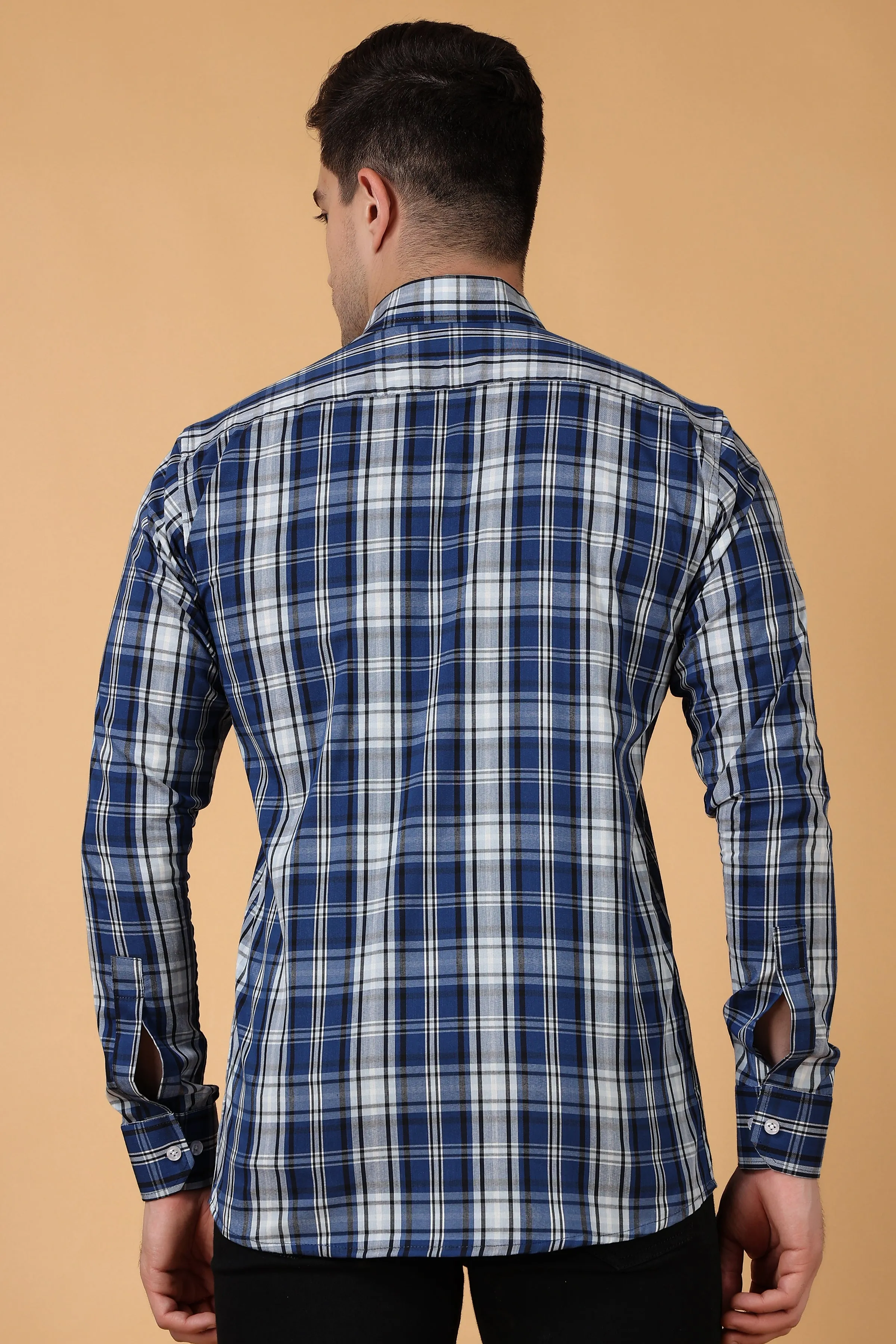 Blue Checked Cotton Shirt