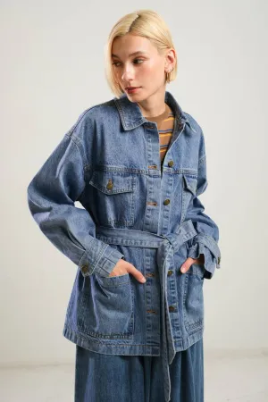 BREATHTAKING CHARM DENIM MIDI JACKET