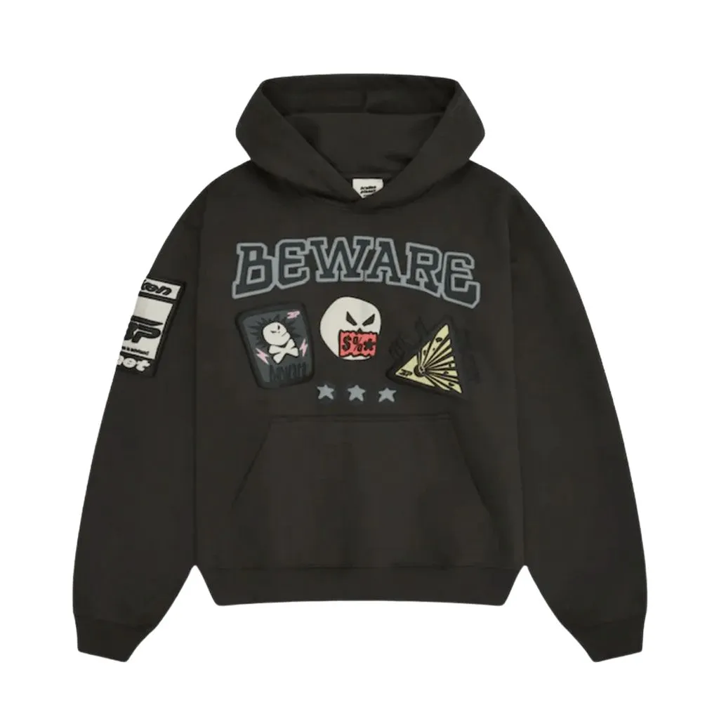 Broken Planet Beware Hoodie Soot Black