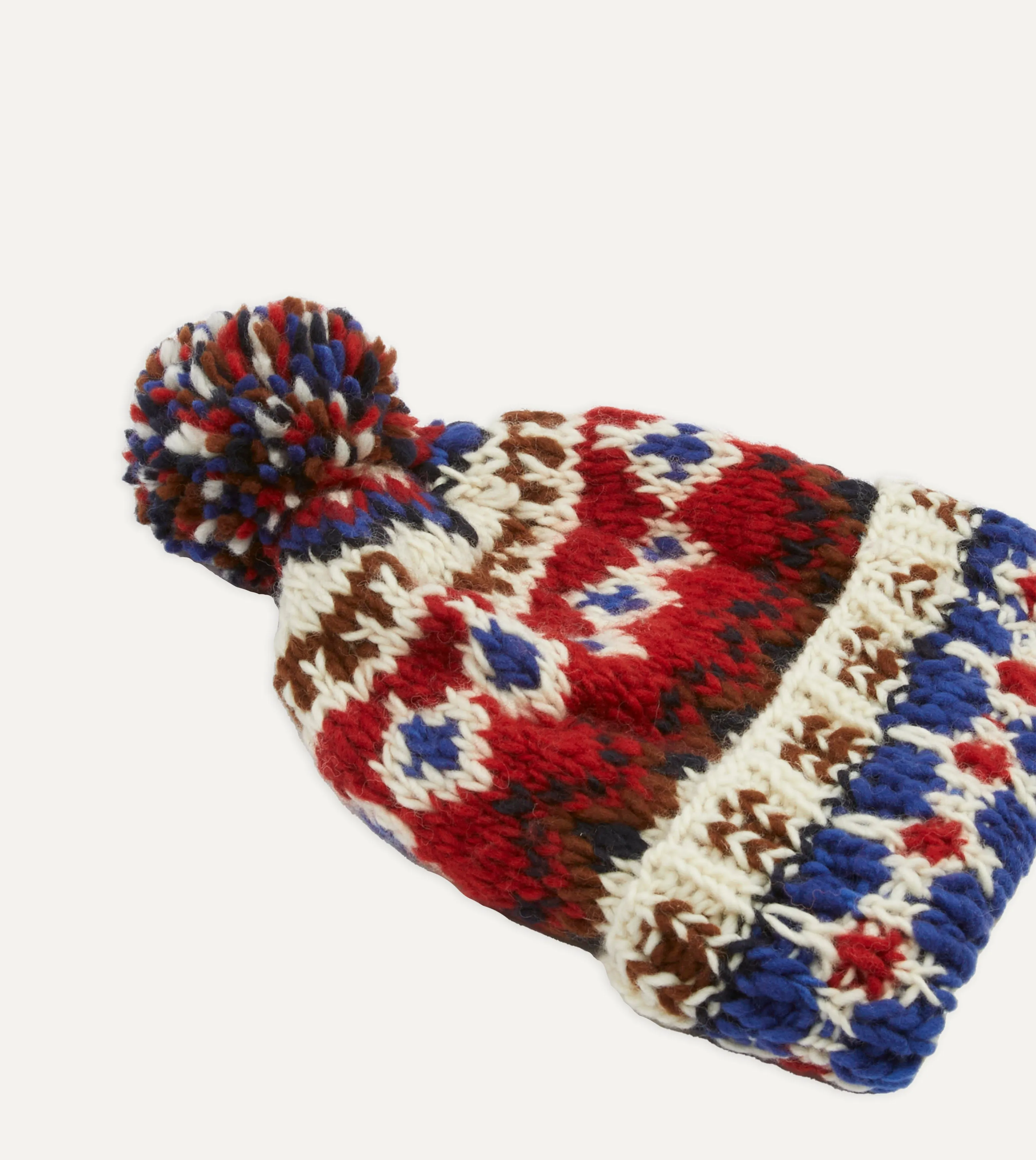 Chamula for Drake's Ecru Fairisle Merino Knit Cap