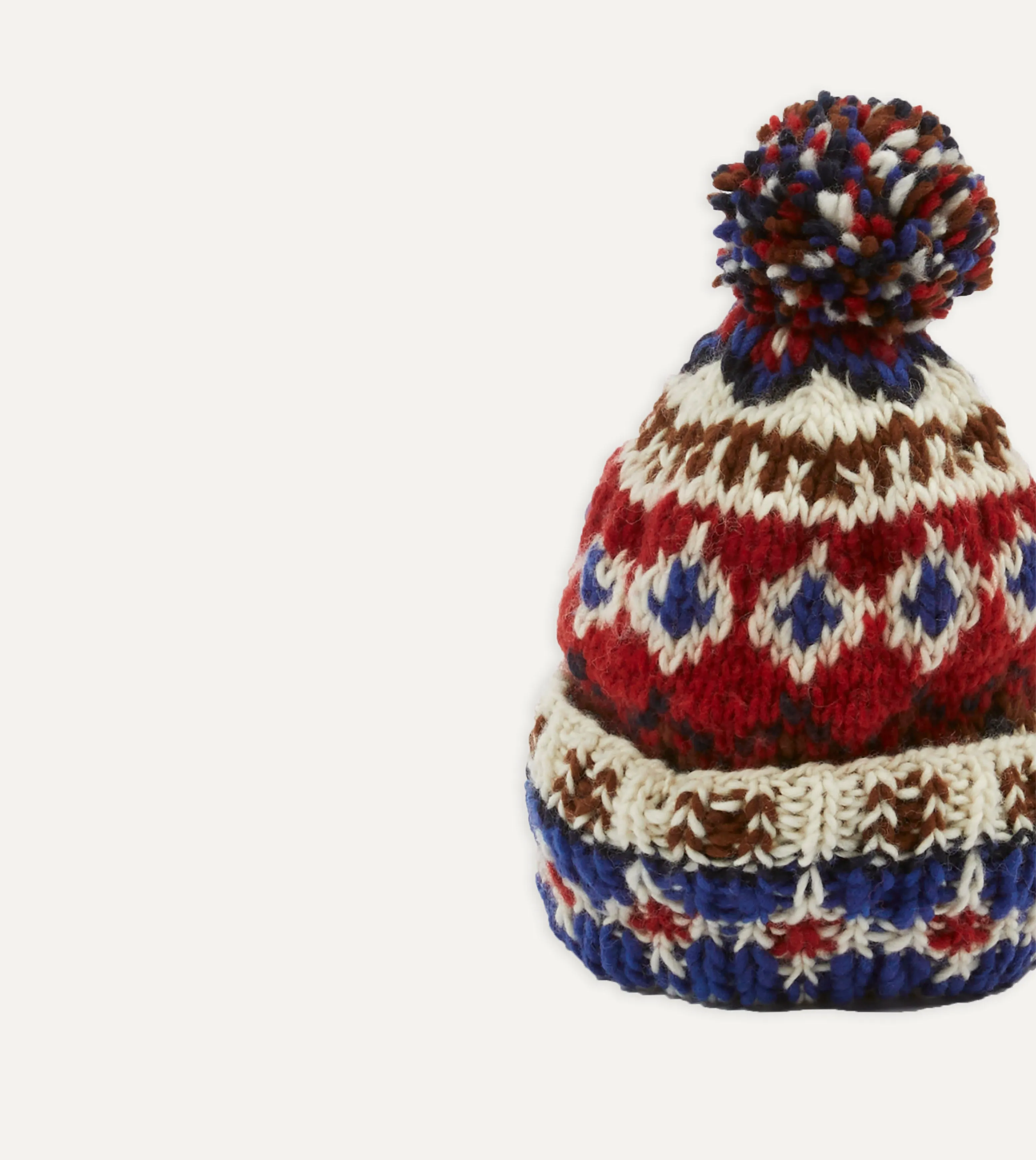 Chamula for Drake's Ecru Fairisle Merino Knit Cap