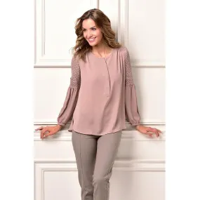 Charlie Paige Woven Blouse - Taupe