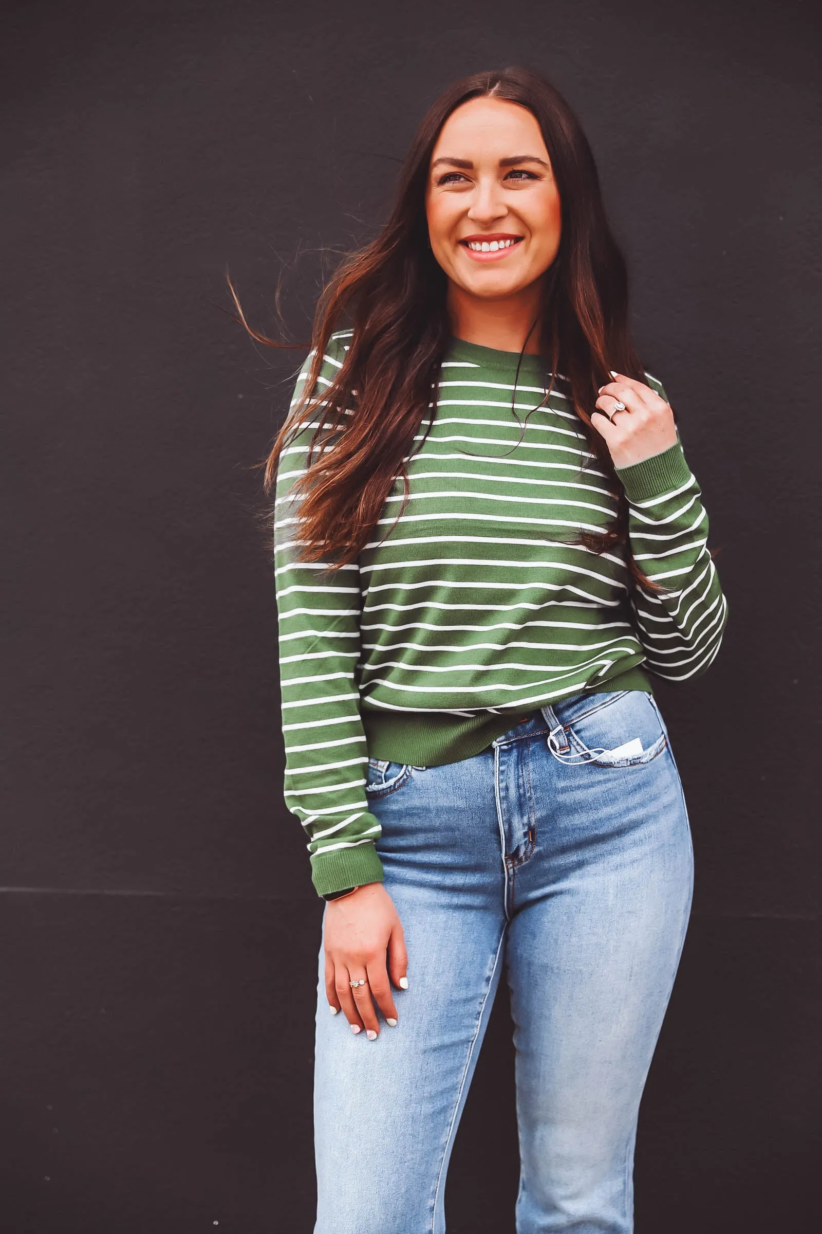 Christina Striped Sweater-Green