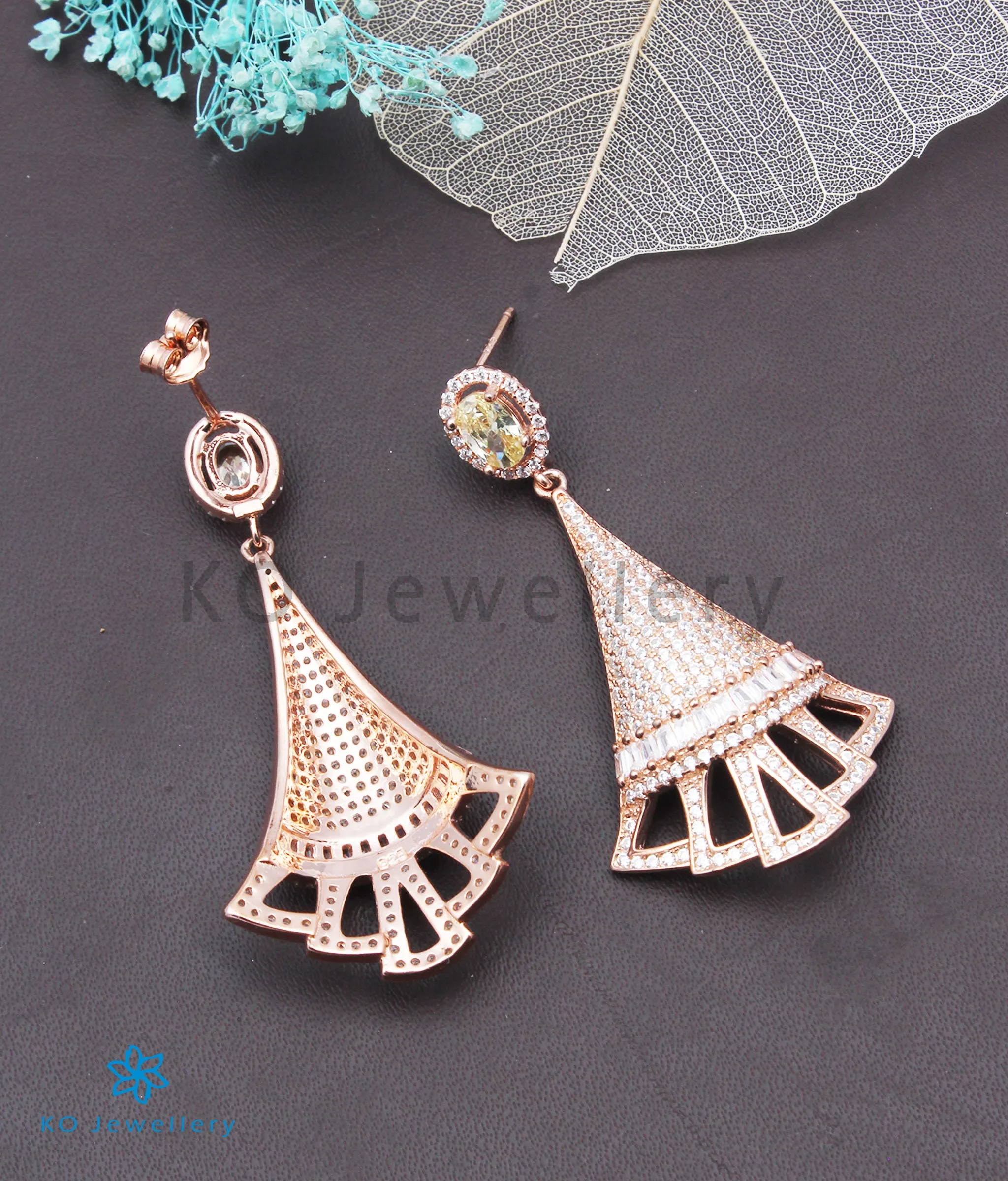 Copy of INdiranagar stock Silver Earrings - rose gold 5