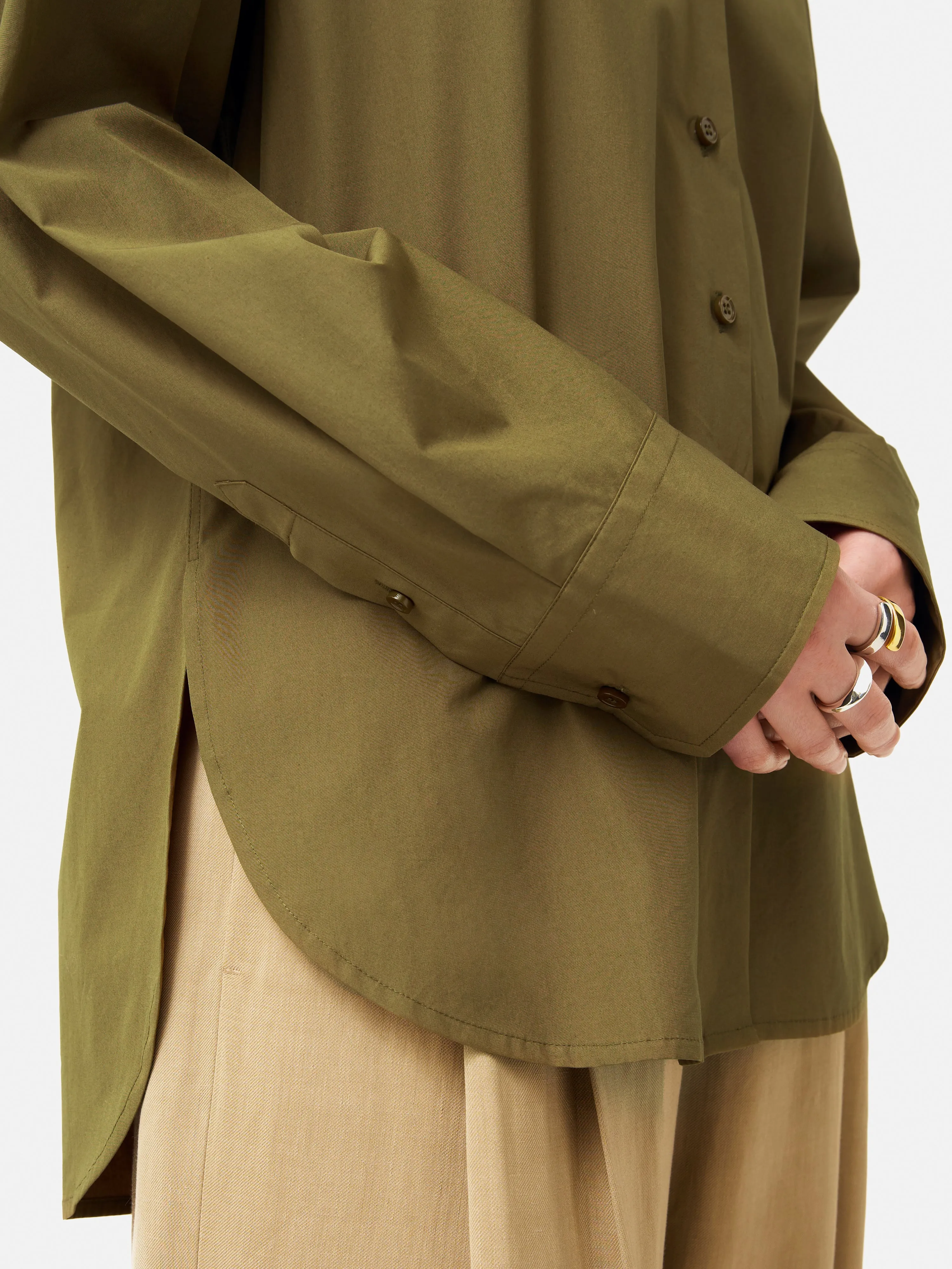 Cotton Poplin Shirt | Khaki