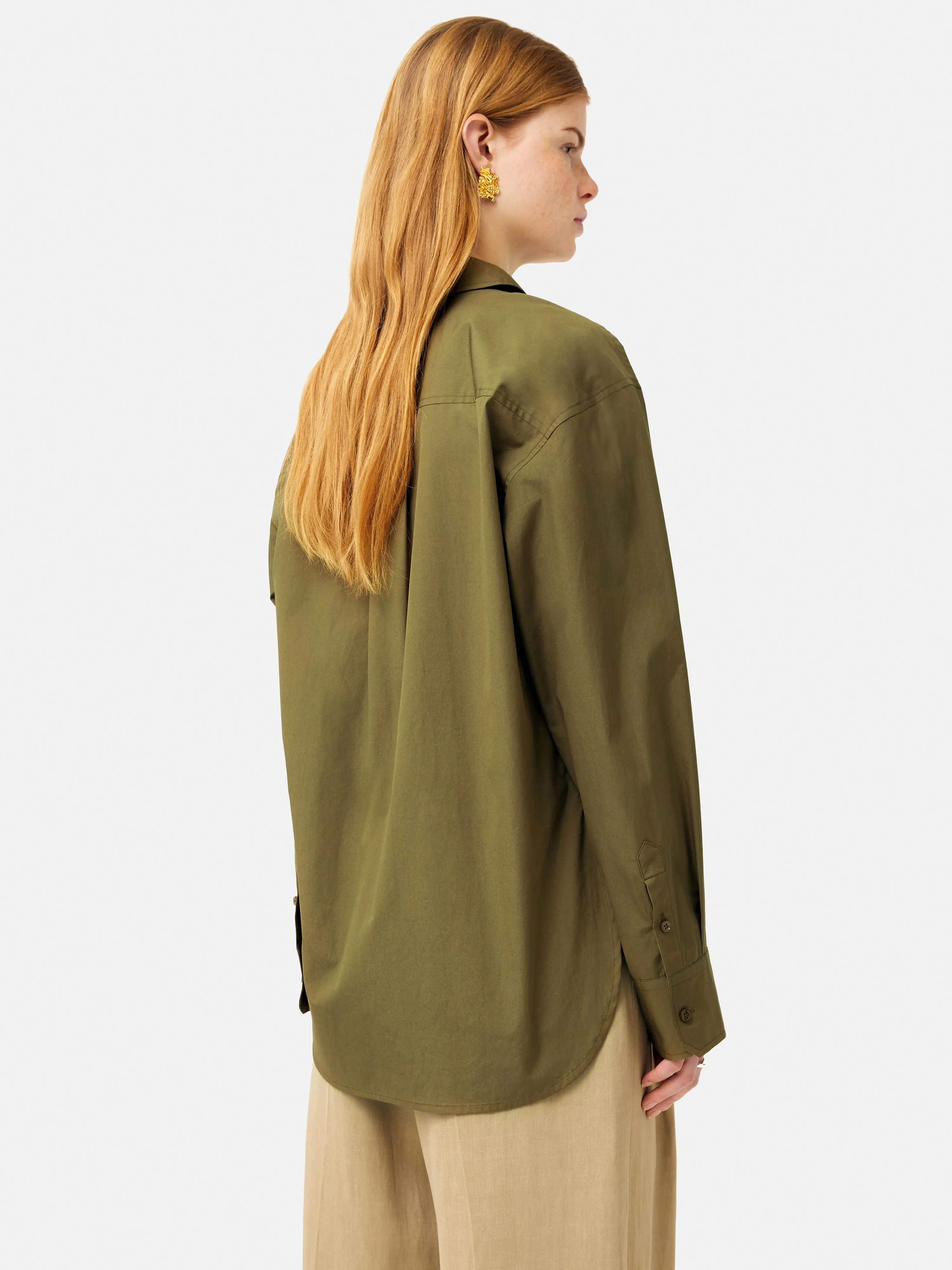 Cotton Poplin Shirt | Khaki