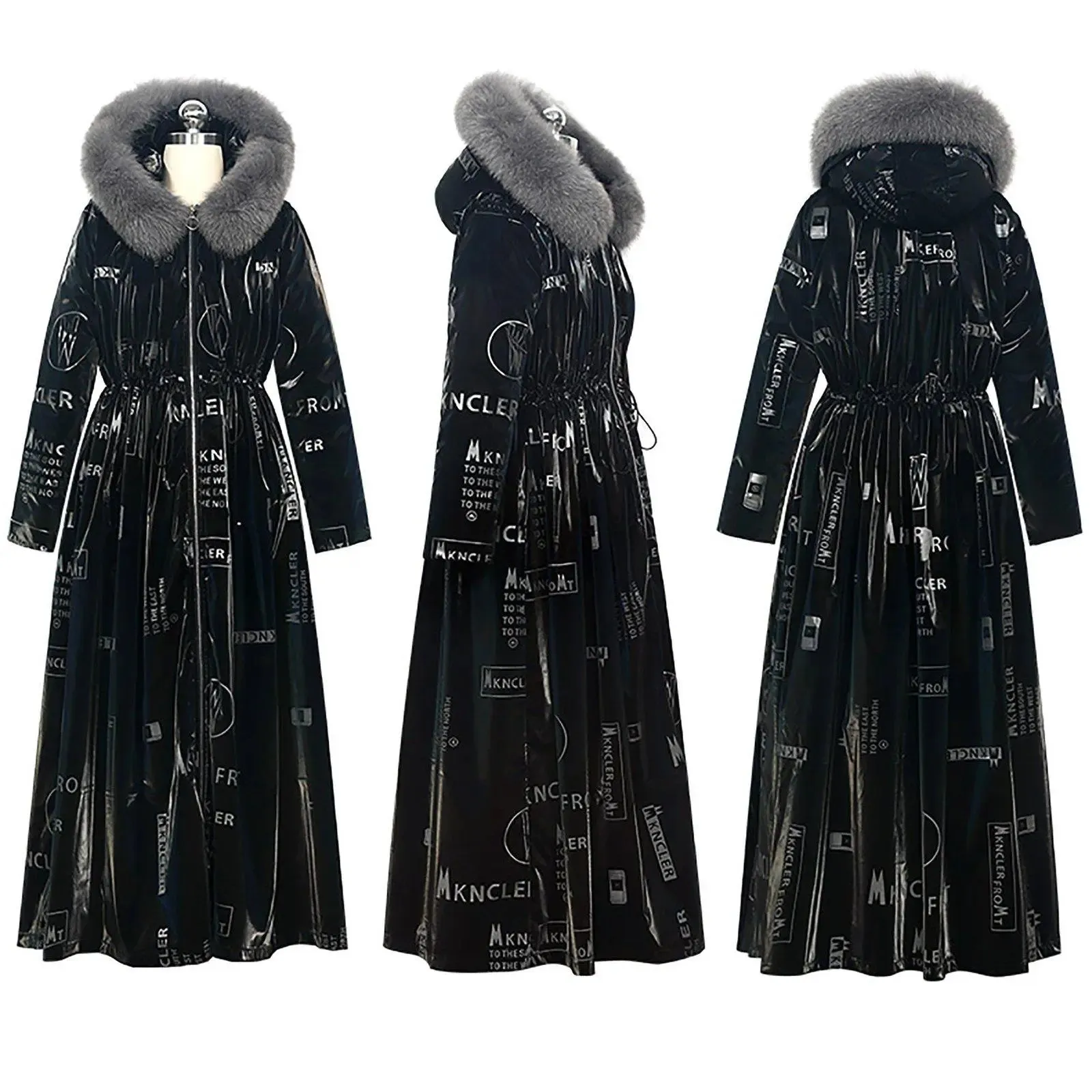 Estelle Hooded Fox Fur Collar Maxi Down Coat