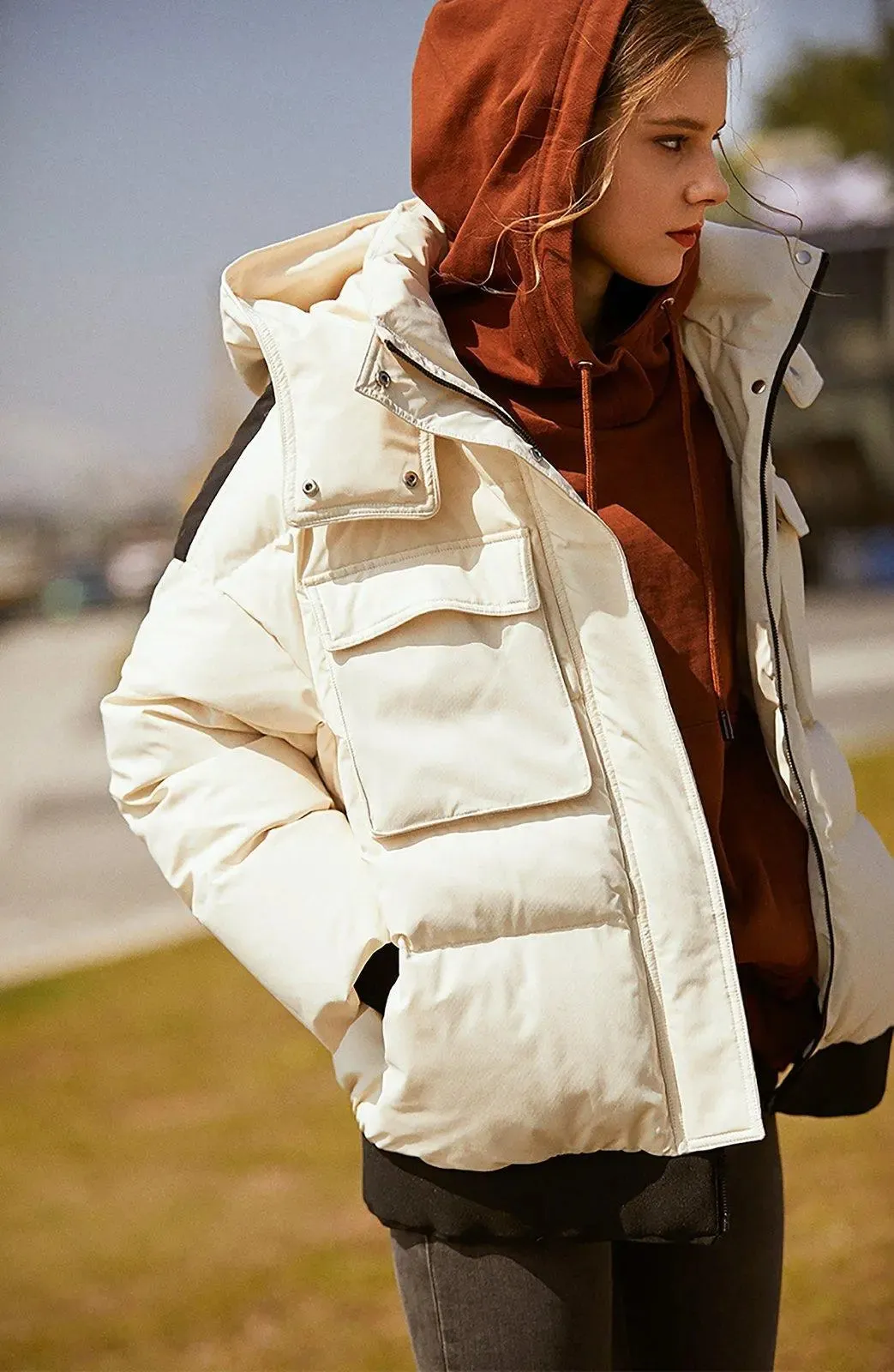 Esther Detachable Hood Zip Down Puffer Jacket