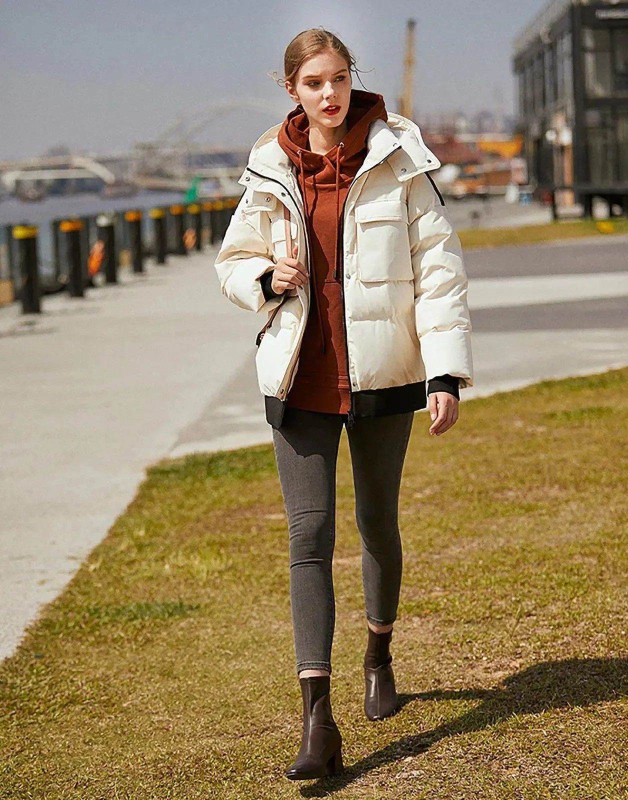 Esther Detachable Hood Zip Down Puffer Jacket