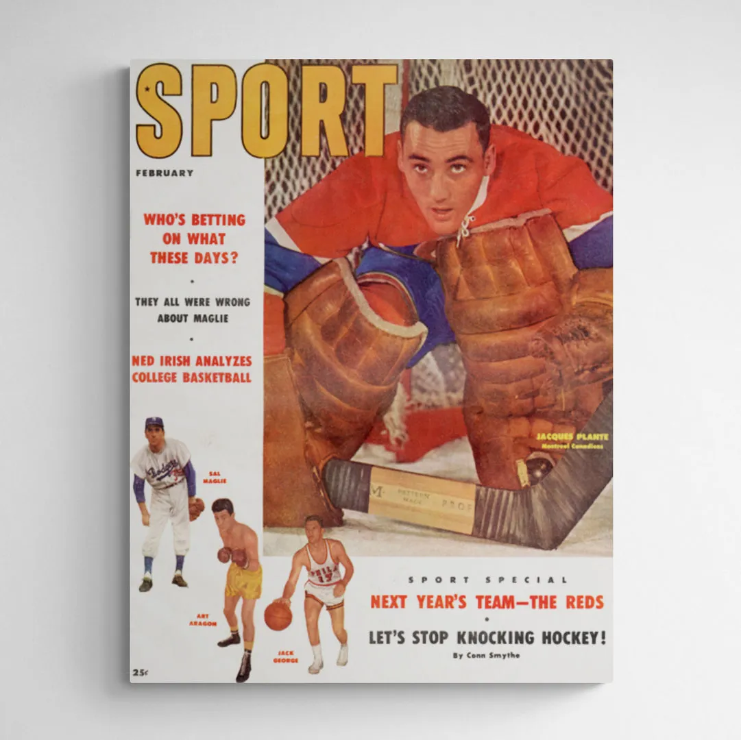 February 1957 Sport Cover (Jacques Plante, Montreal Canadiens)