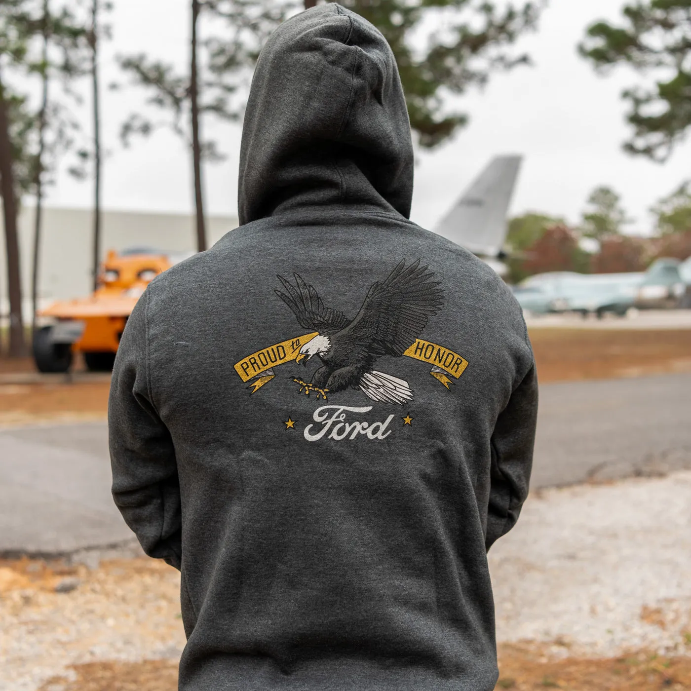 Ford Proud to Honor Men's Eagle Hooded Pullover Fleece