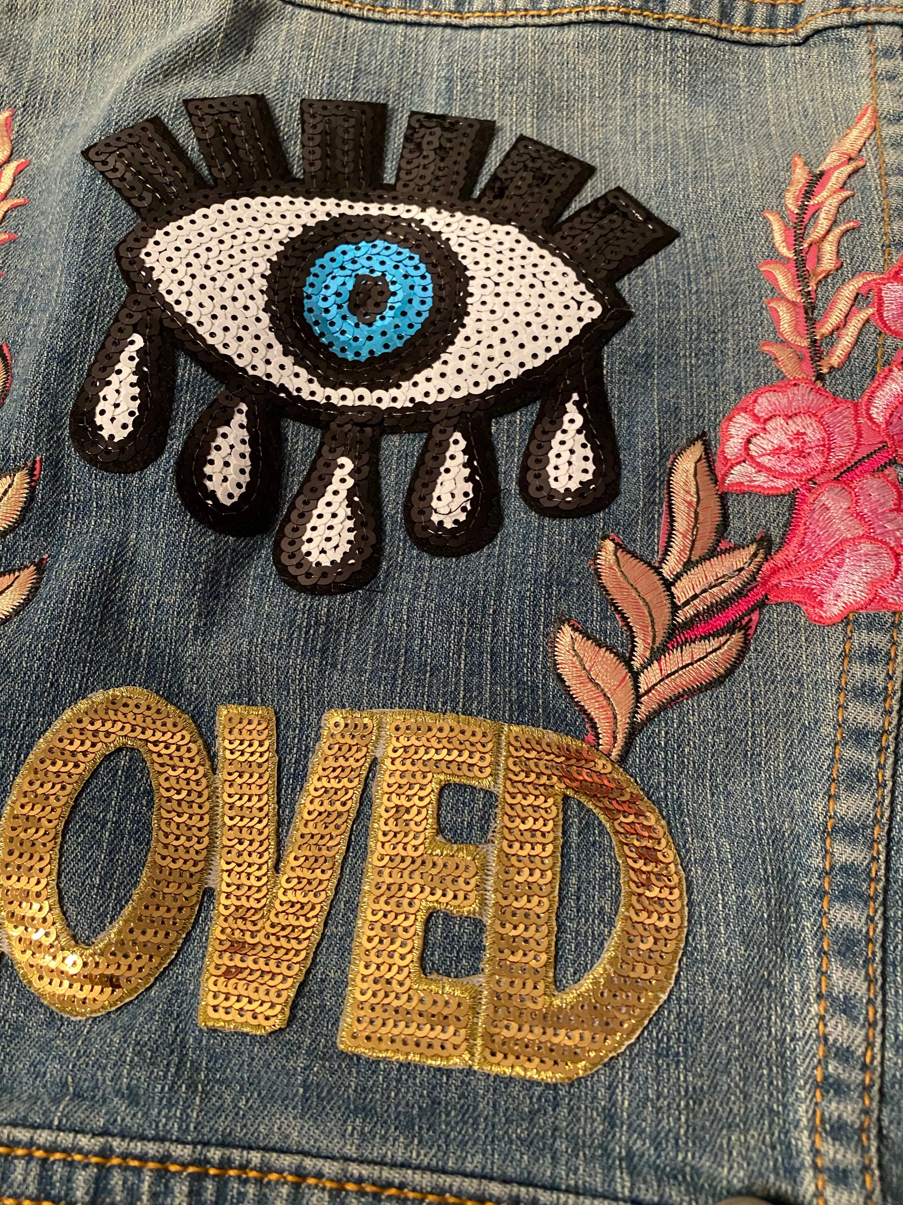 'Loved' Evil Eye Jean Jacket