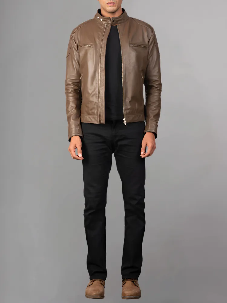 Men 2023 Casual Motor Distressed Leather Jacket