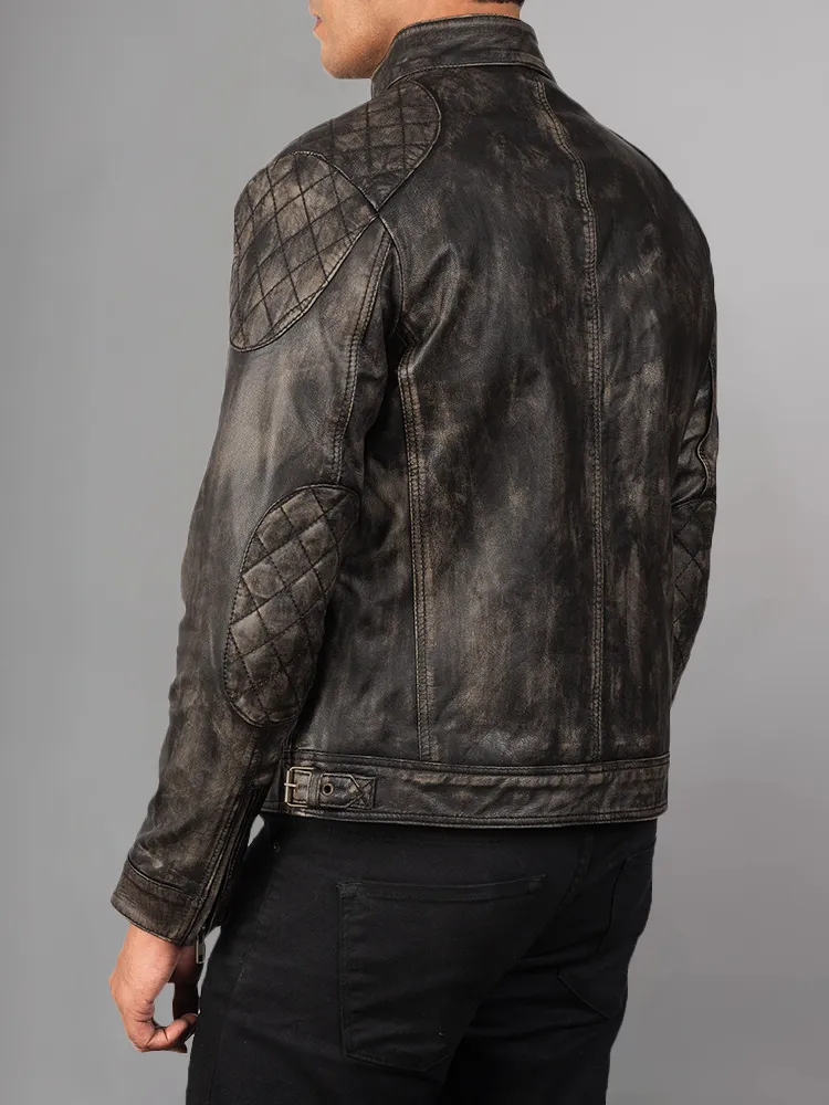 Men 2023 Casual Motor Distressed Leather Jacket