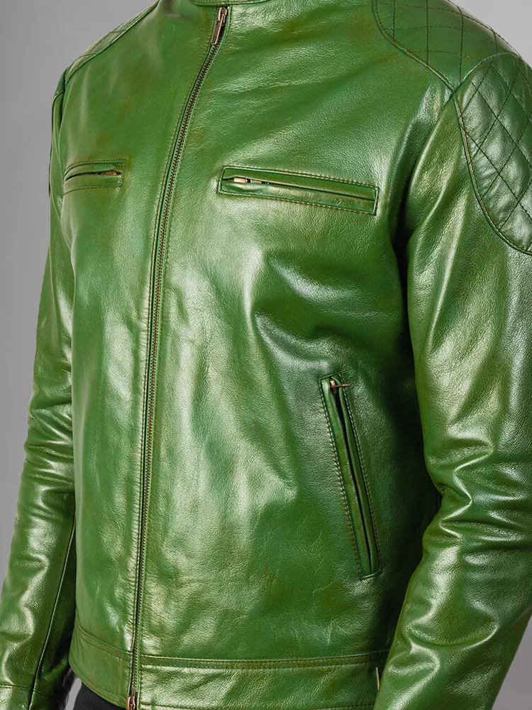 Men 2023 Casual Motor Distressed Leather Jacket