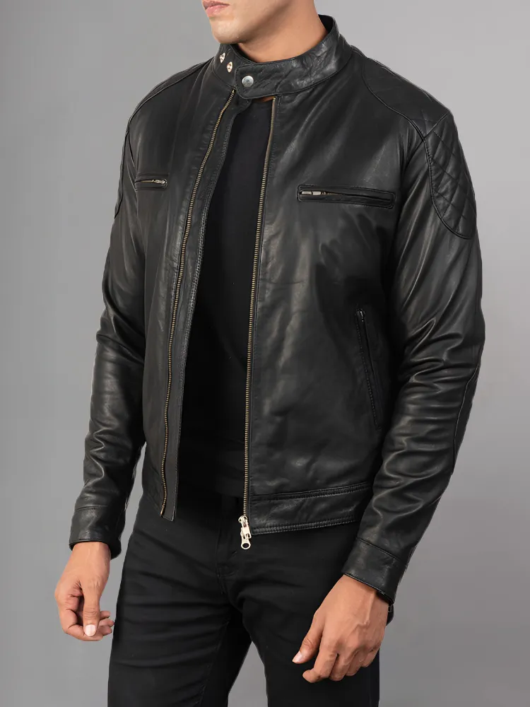 Men 2023 Casual Motor Distressed Leather Jacket