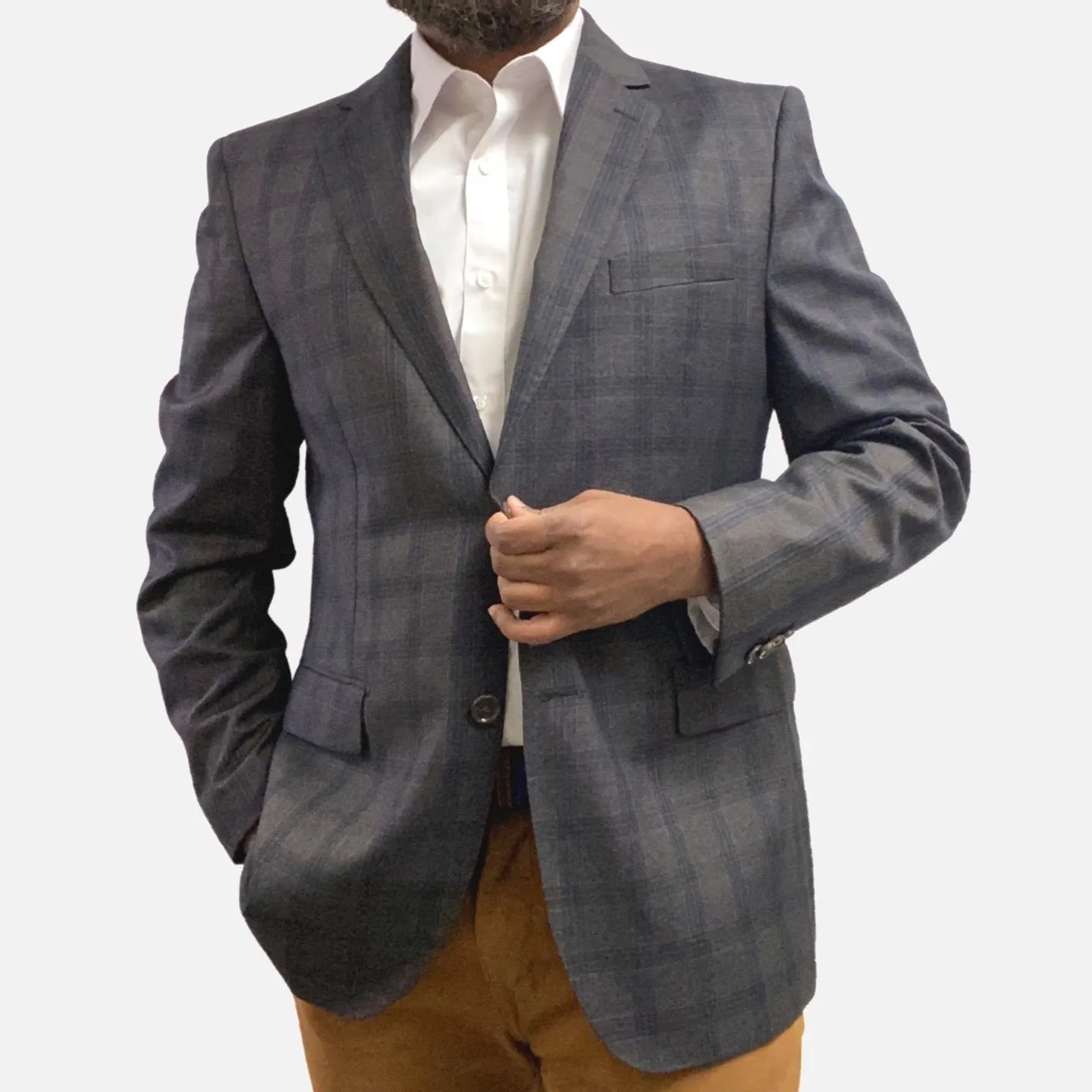 Mens Plaid Wool and silk Blend Blazer | 42R | Modern Fit