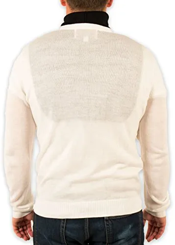 Men's Redneck Cousin V-Neck White Sweater with Black Dickey (X-Large)