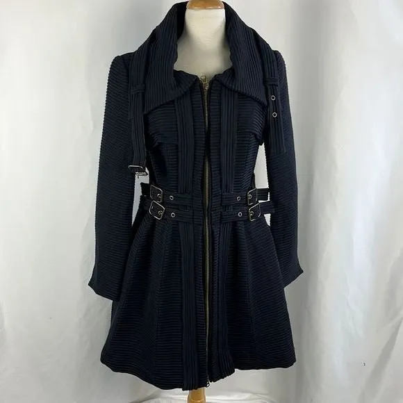 Nanette Lepore Navy 3/4 Jacket w Buckles