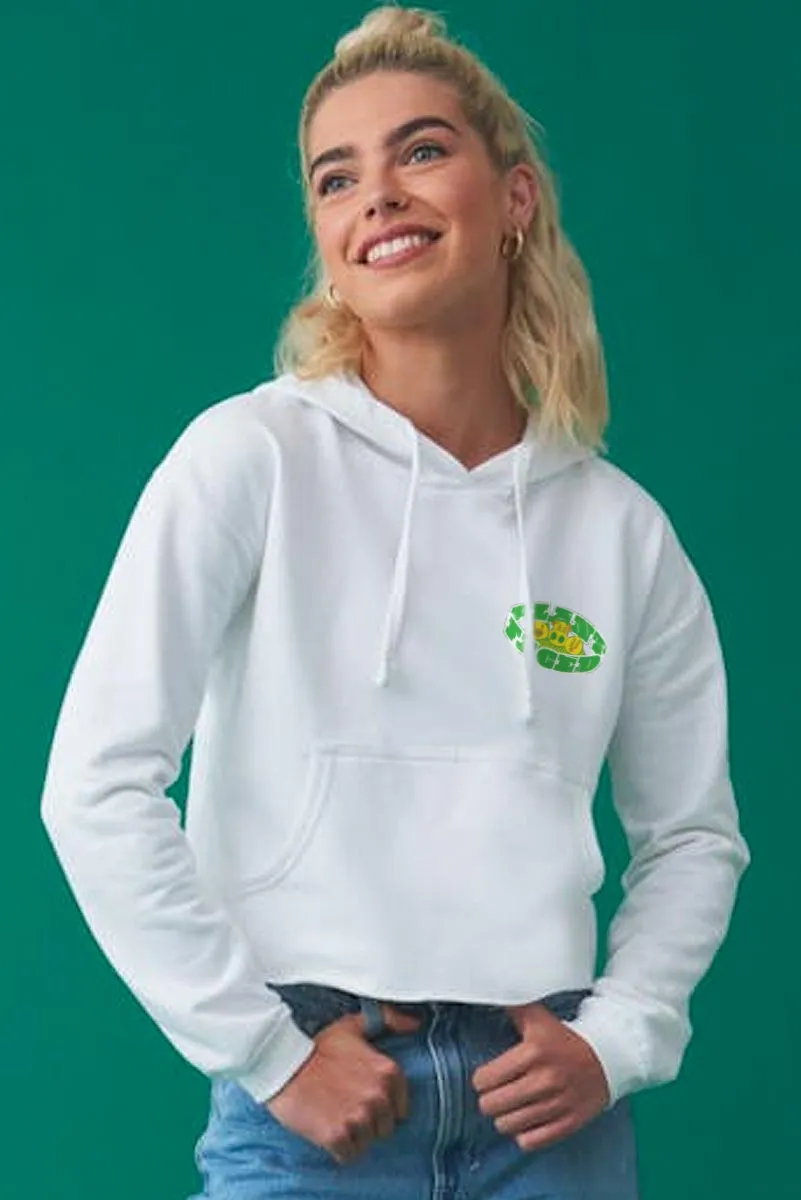 No Animals Consumed Club Crop Hoodie - White