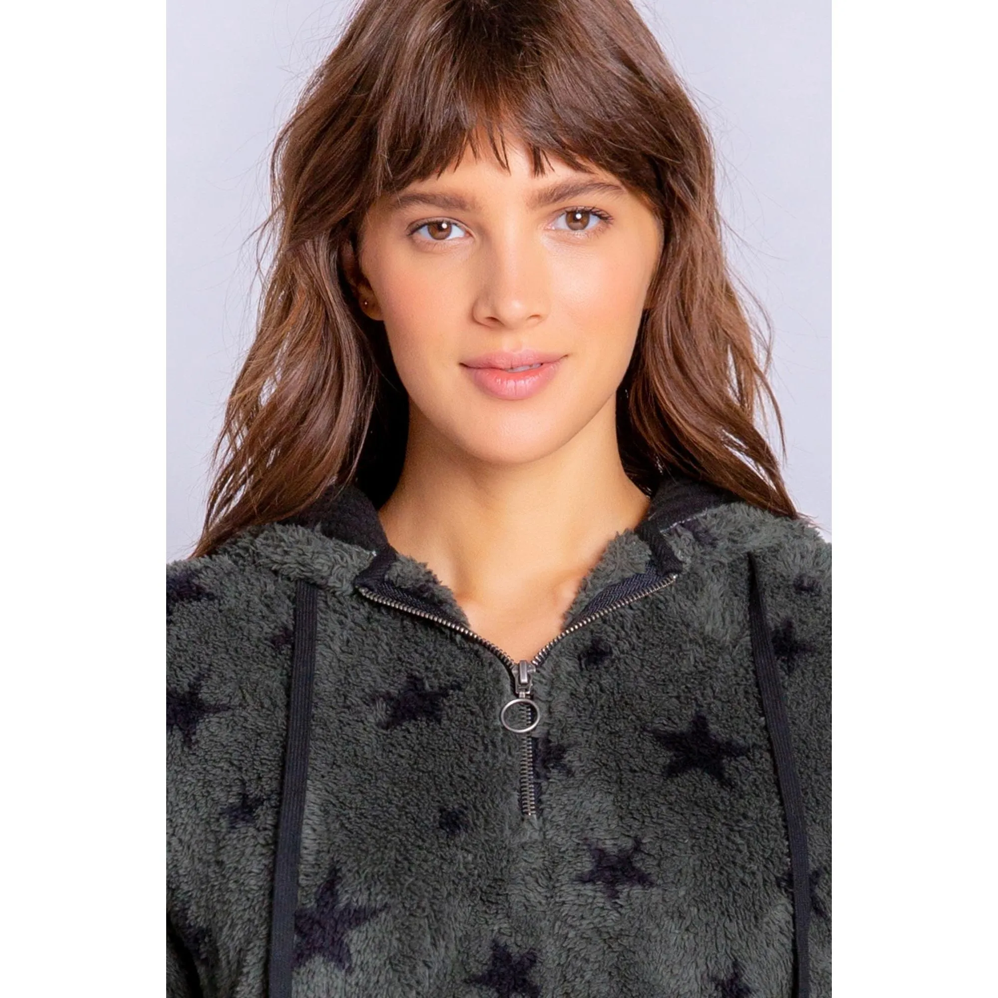 PJ Salvage Women's Cozy Items Stars Hoody - OLIVE