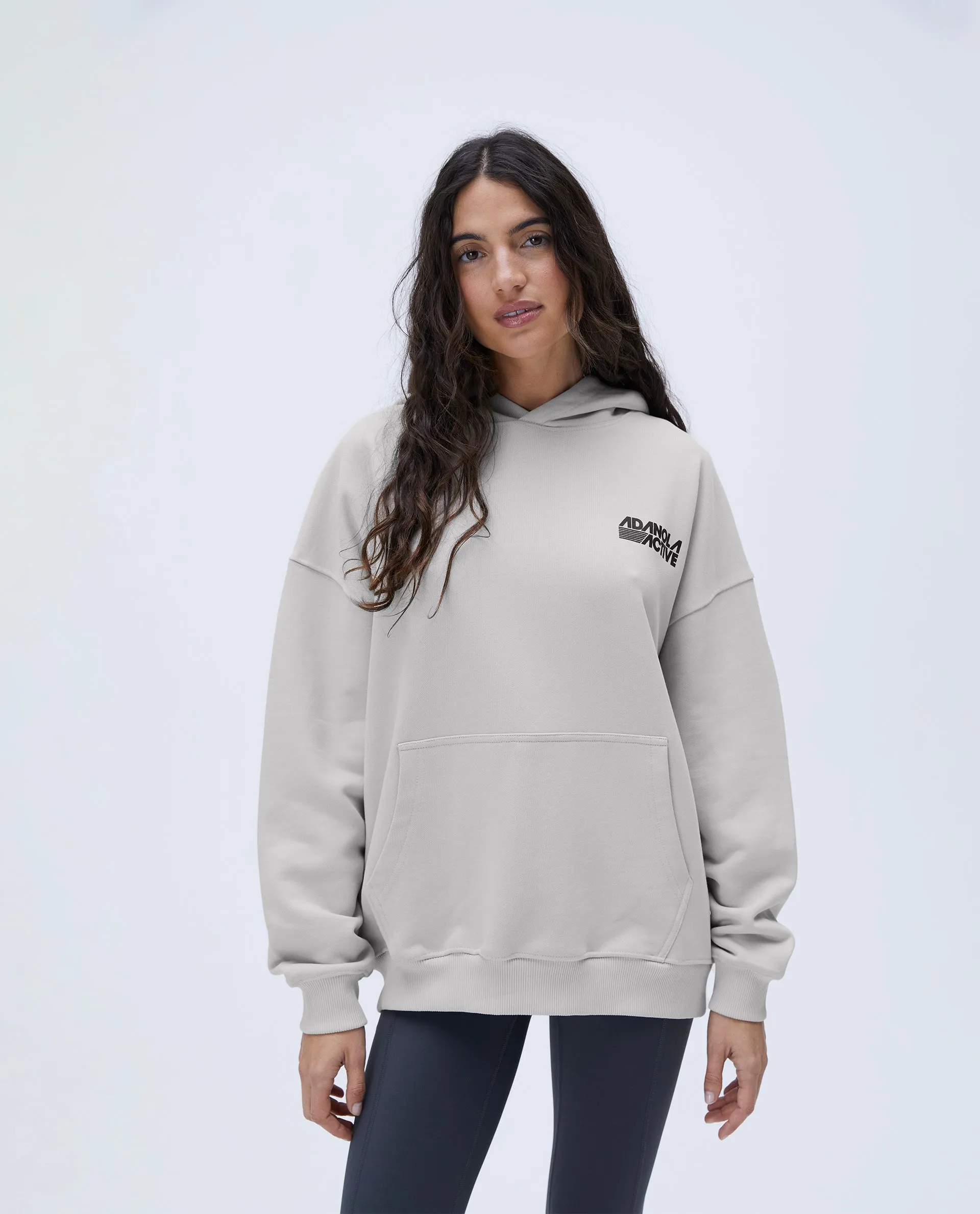 Retro Sport Oversized Hoodie - Stone