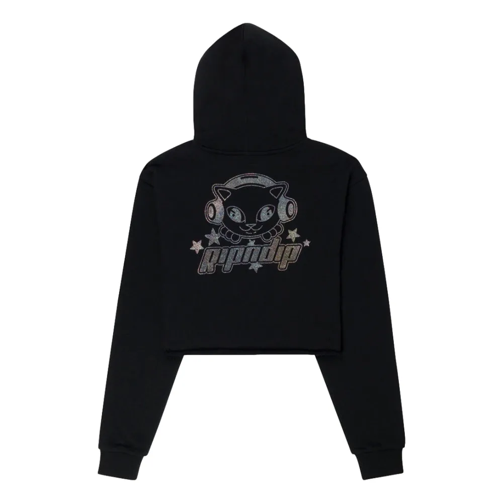 RIPNDIP WOMEN'S KAWAII NERM CROPPED HOODIE-BLACK