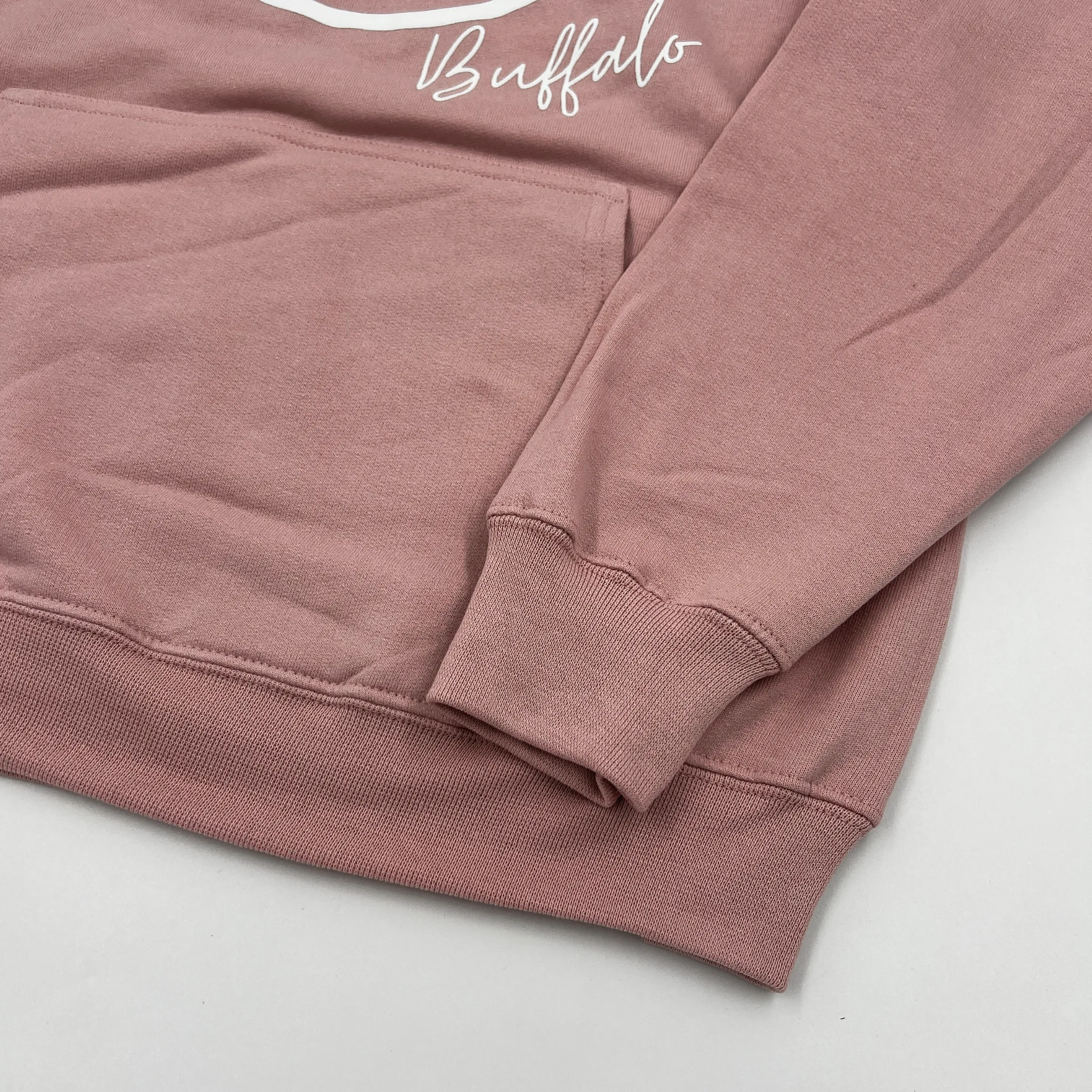 Smiley Face With Buffalo Wordmark Pale Blush Hoodie