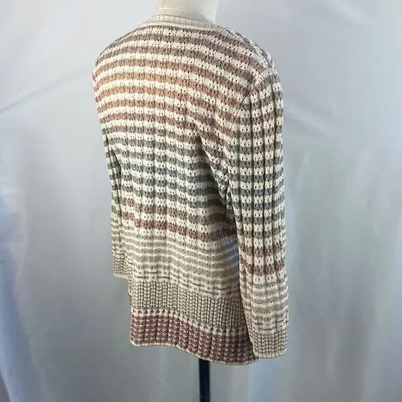 St. JohnTan Striped Shell / Cardigan Sweat Set With Tank Top