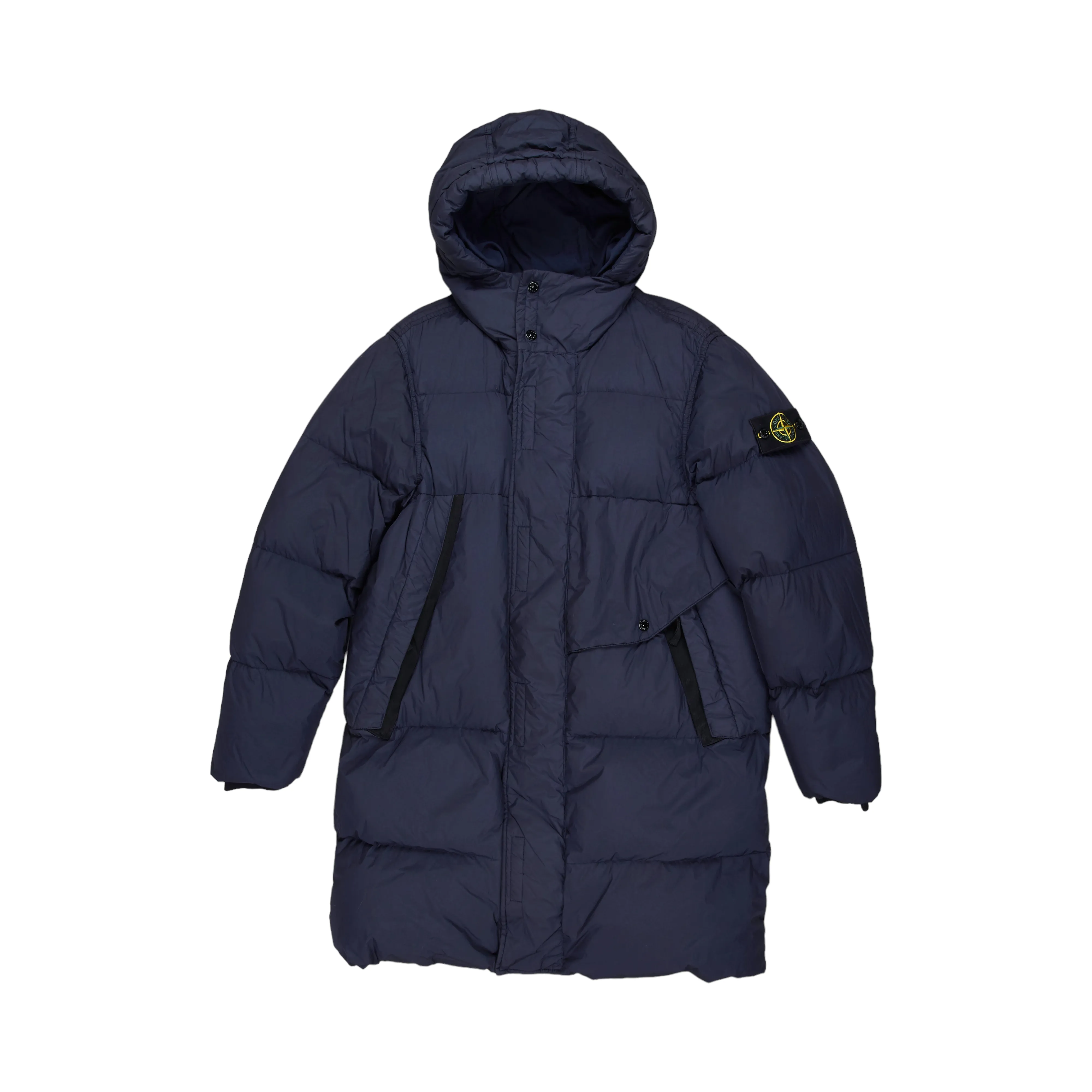 Stone Island Garment Dyed Crinkle Reps Ny Down Lang Jakke I Navy