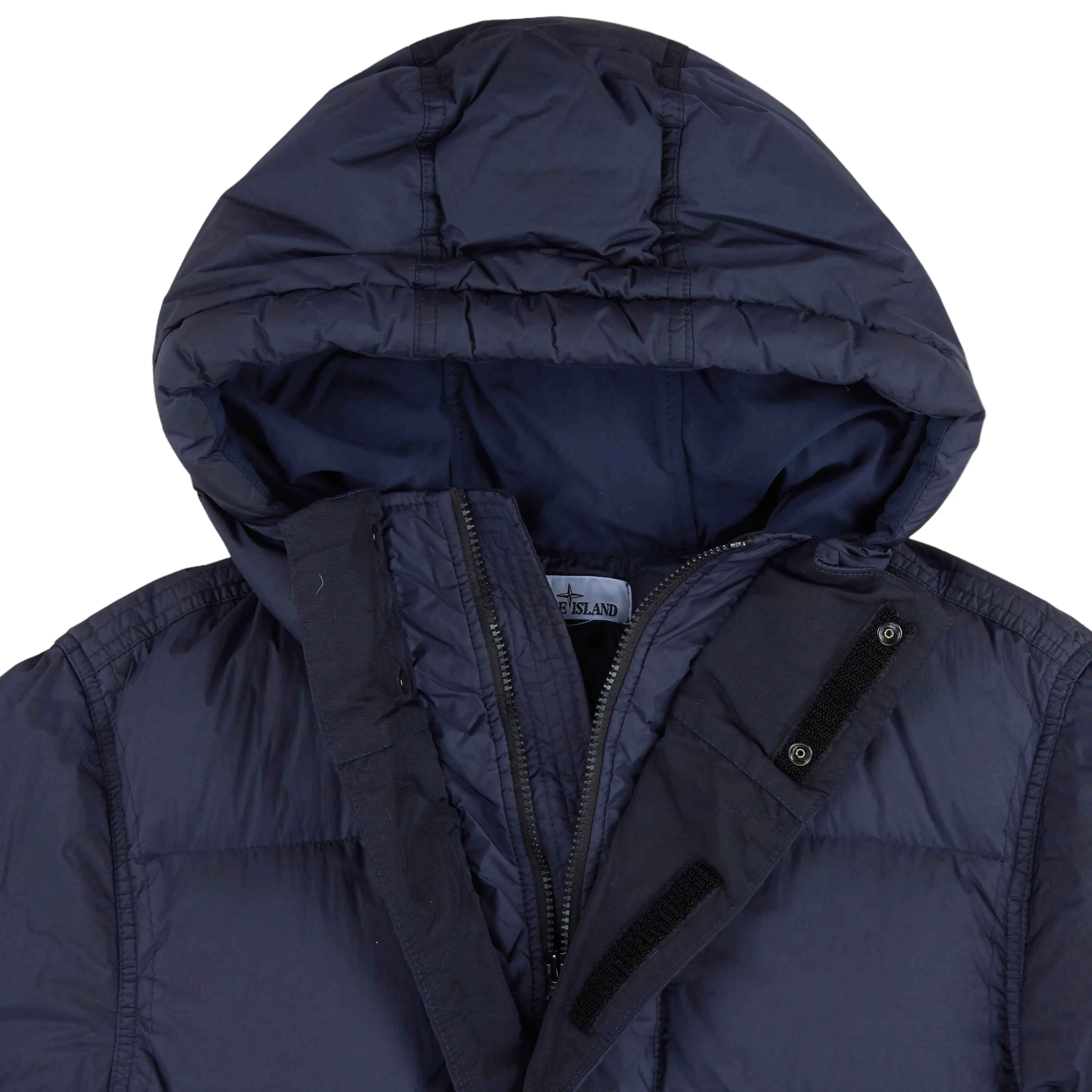 Stone Island Garment Dyed Crinkle Reps Ny Down Lang Jakke I Navy