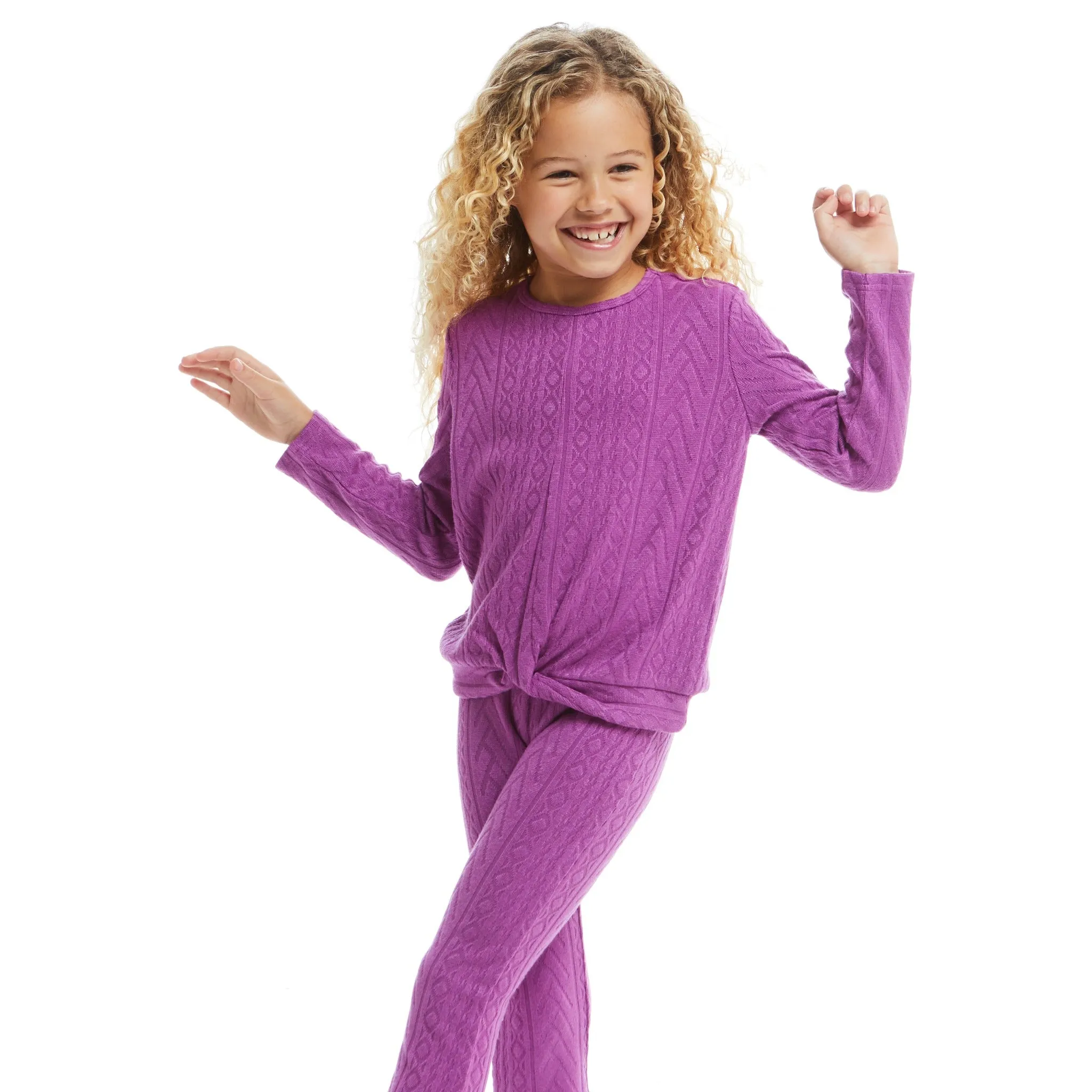 Tie Front Sweater And Leg Set  | Purple