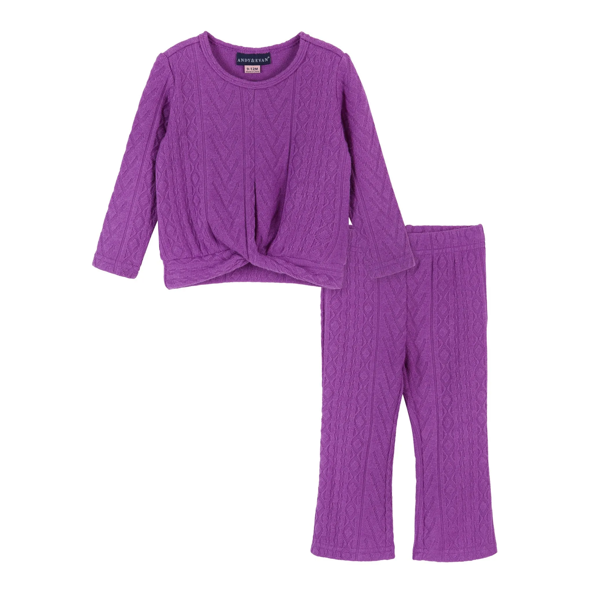 Tie Front Sweater And Leg Set  | Purple