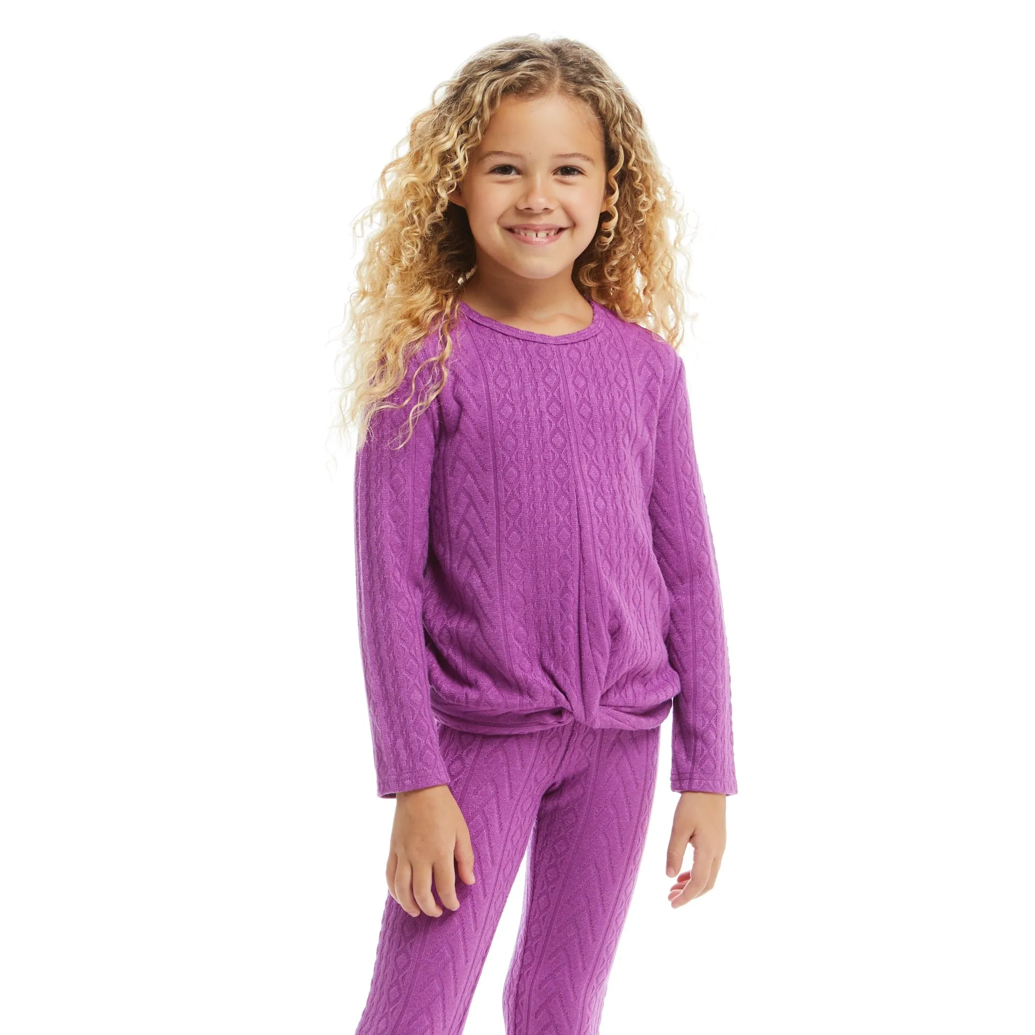 Tie Front Sweater And Leg Set  | Purple