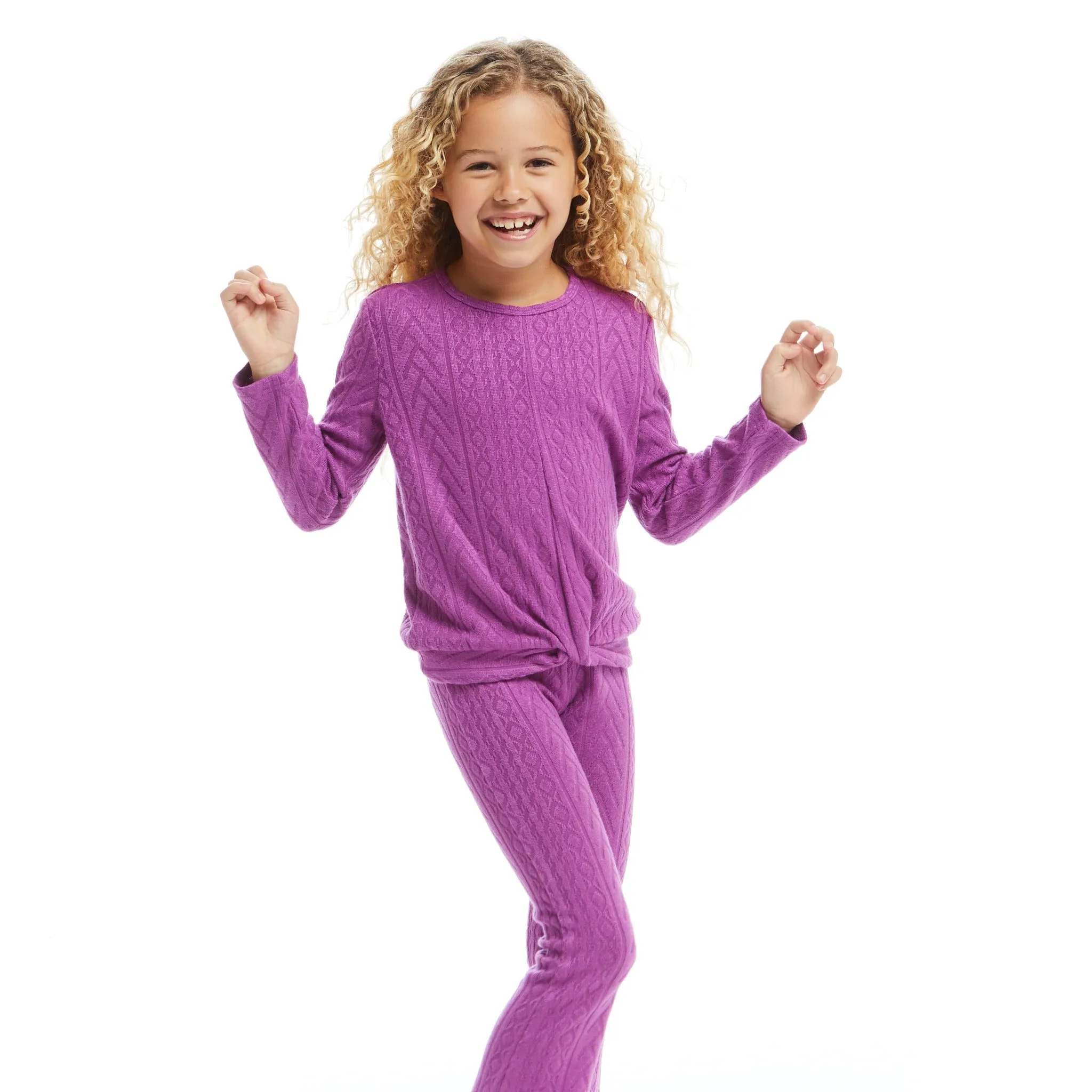 Tie Front Sweater And Leg Set  | Purple