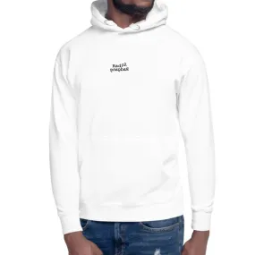 UNISEX REVERSE LOGO MINIMAL HOODIE - WHITE